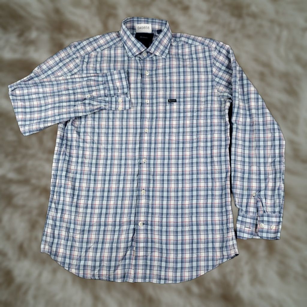 Faconnable Façonnable Blue Plaid Shirt Men’s Medium Long Sleeve Button-Up Casual Modern Preppy Size US M / EU 48-50 / 2 - 1 Thumbnail