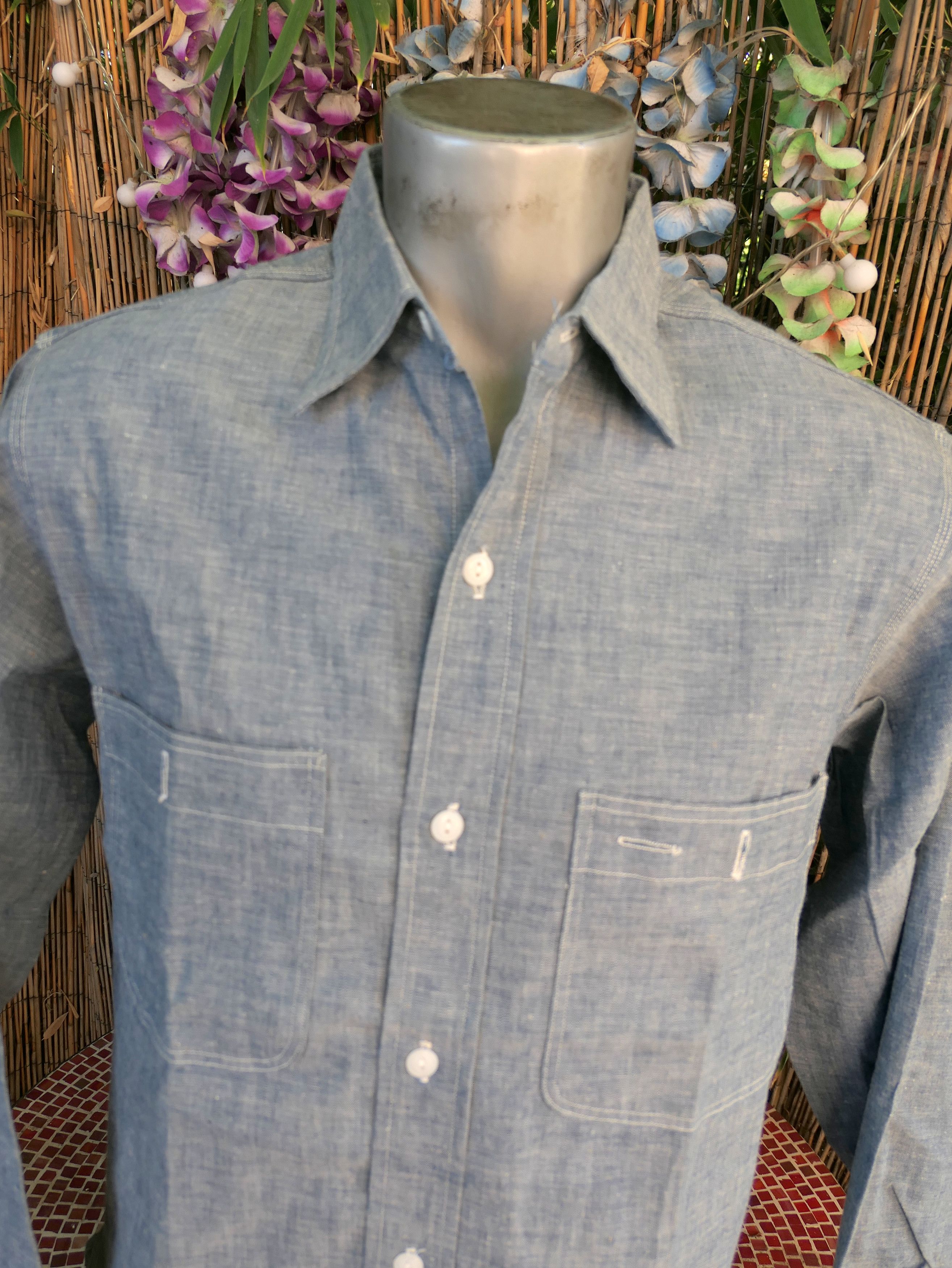Vintage Vintage Penneys Big Mac Sanforized Chambray Work Shirt M Size US M / EU 48-50 / 2 - 2 Thumbnail