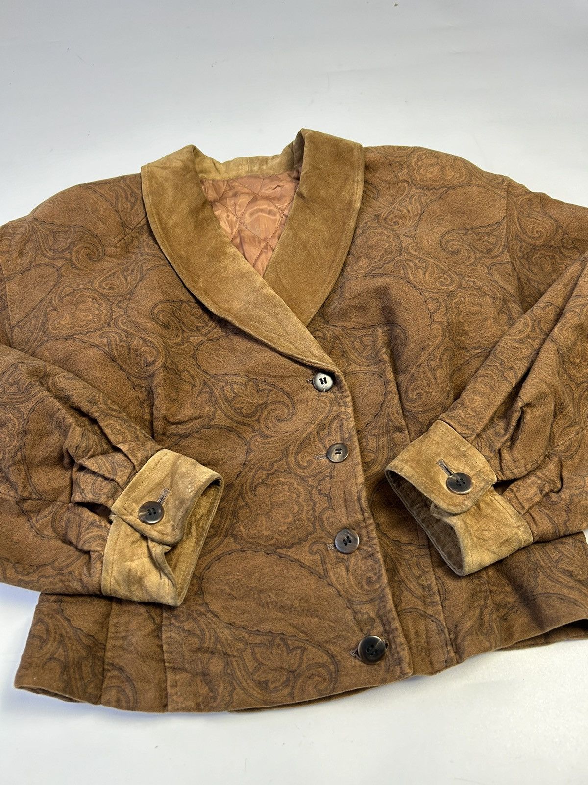 Japanese Brand × Seditionaries × Vintage CHRISTIAN AUJARD CROP BROWN SUEDE JACKET Size ONE SIZE - 3 Thumbnail