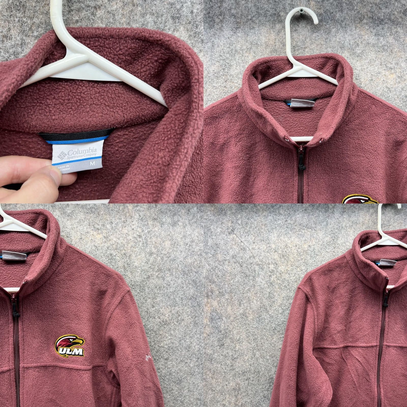 Vintage Columbia Sweater Men M Burgundy Full Zip Logo Mock Neck Size US M / EU 48-50 / 2 - 8 Thumbnail