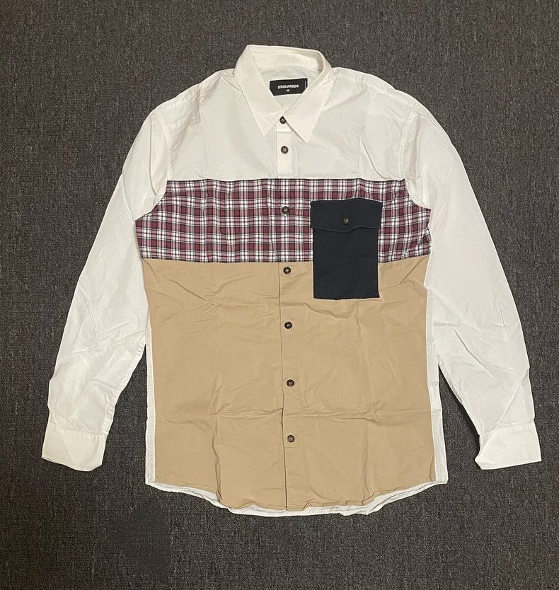 Dsquared2 Dsquared2 White Paneled Long Sleeve Shirt-yf Size US M / EU 48-50 / 2 - 1 Thumbnail