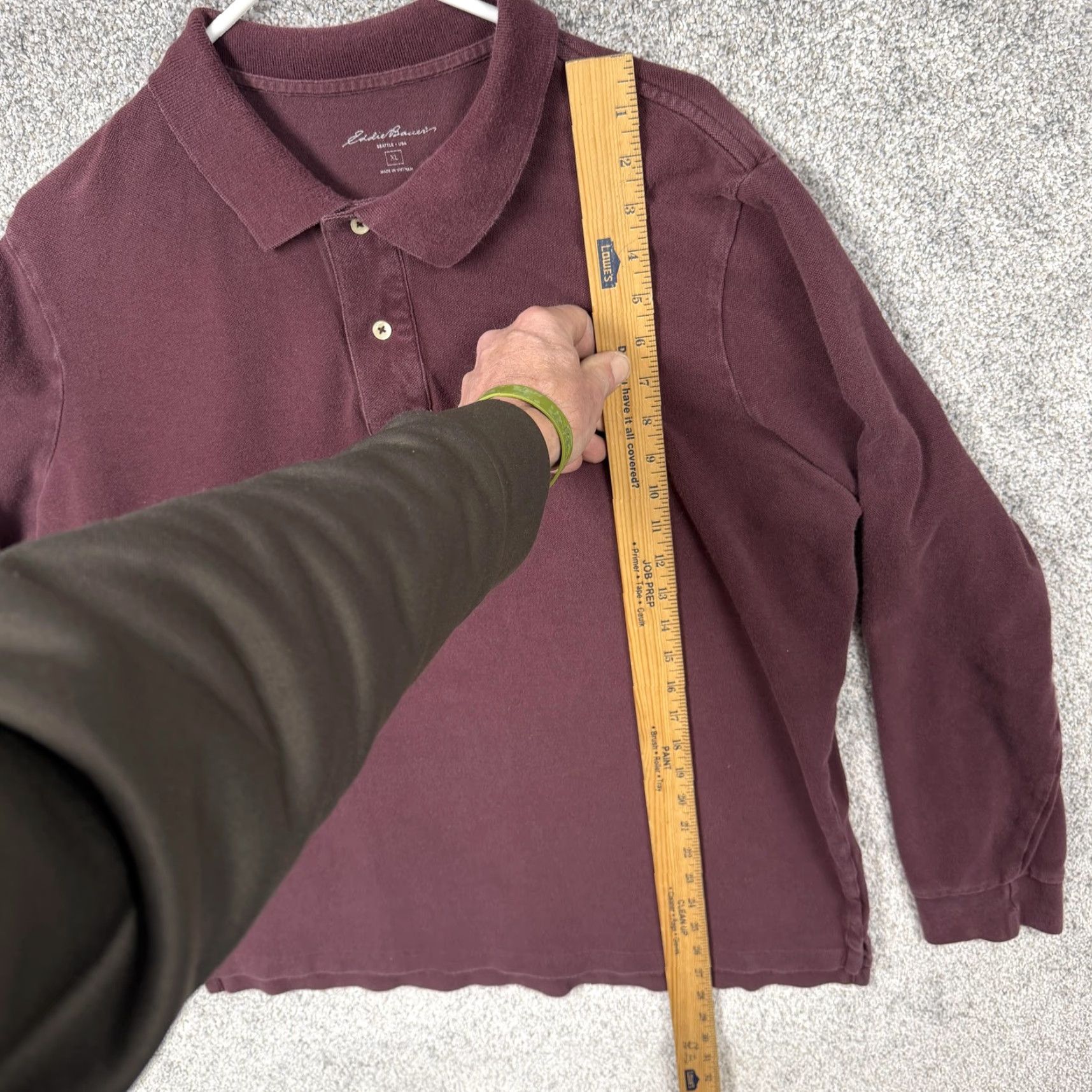 Eddie Bauer Eddie Bauer Polo Shirt Mens XL Maroon Long Sleeve Casual Travel Golf Tennis Walking 100% Cotton Size US XL / EU 56 / 4 - 2 Thumbnail