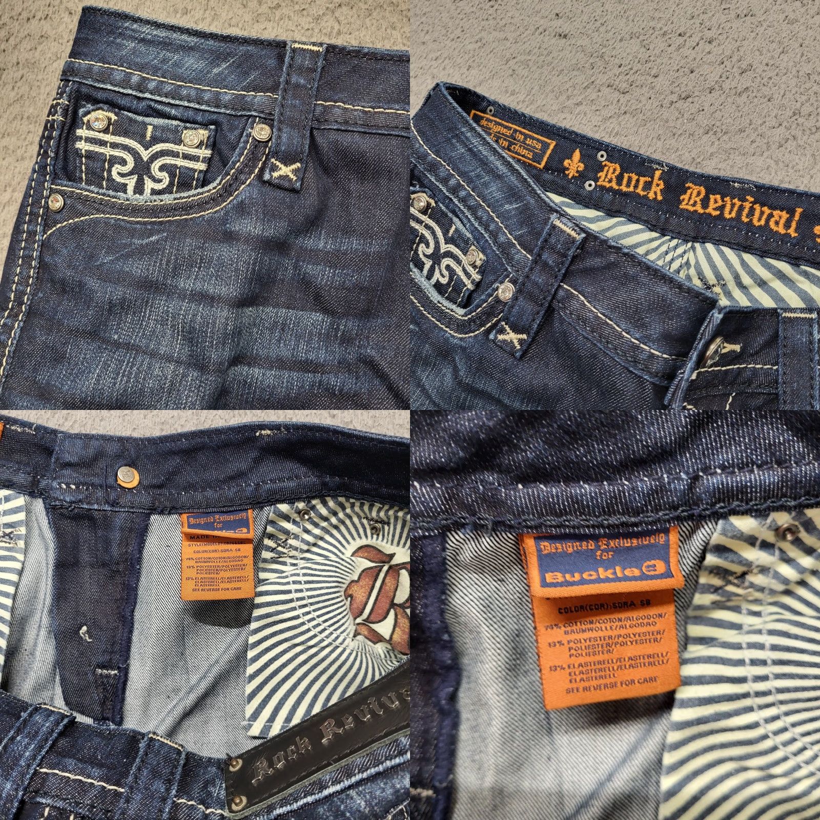 Vintage VINTAGE Rock Revival Sara Skinny Jeans Women's Size 30 Embroidered Flap Pockets 31x33.5 Blue Denim Slim 5-Pocket Womens Jeans Size 30" / US 8 / IT 44 - 9 Thumbnail