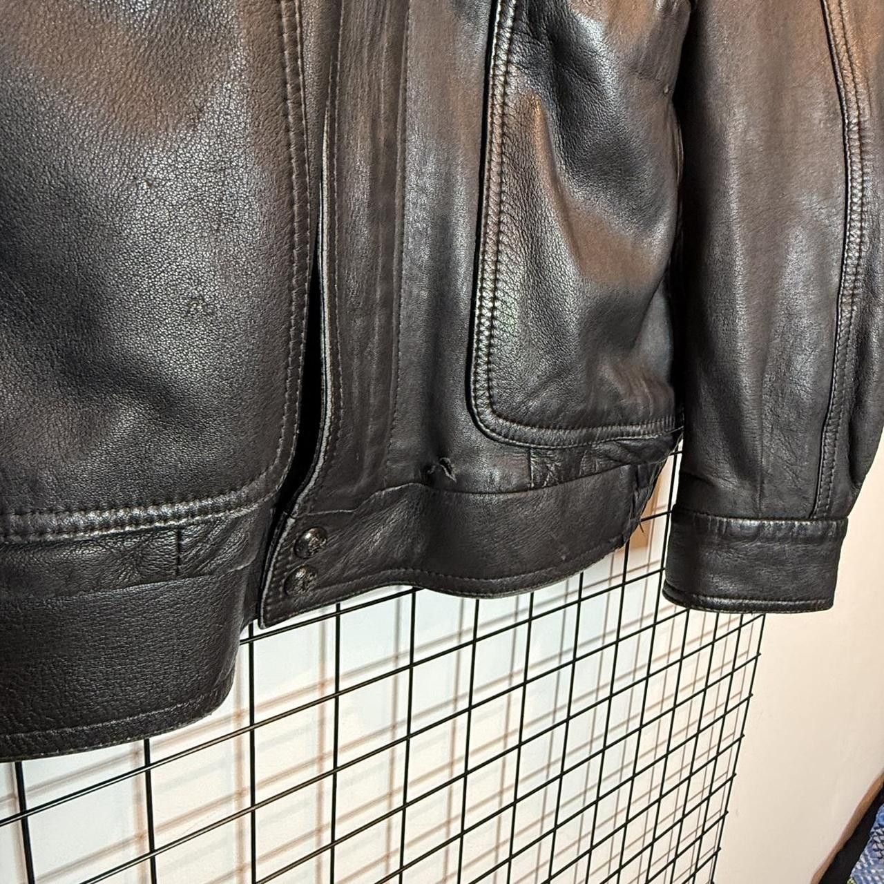 Vintage Vintage 90s Real Leather Boxy Black Jacket Size US L / EU 52-54 / 3 - 6 Thumbnail