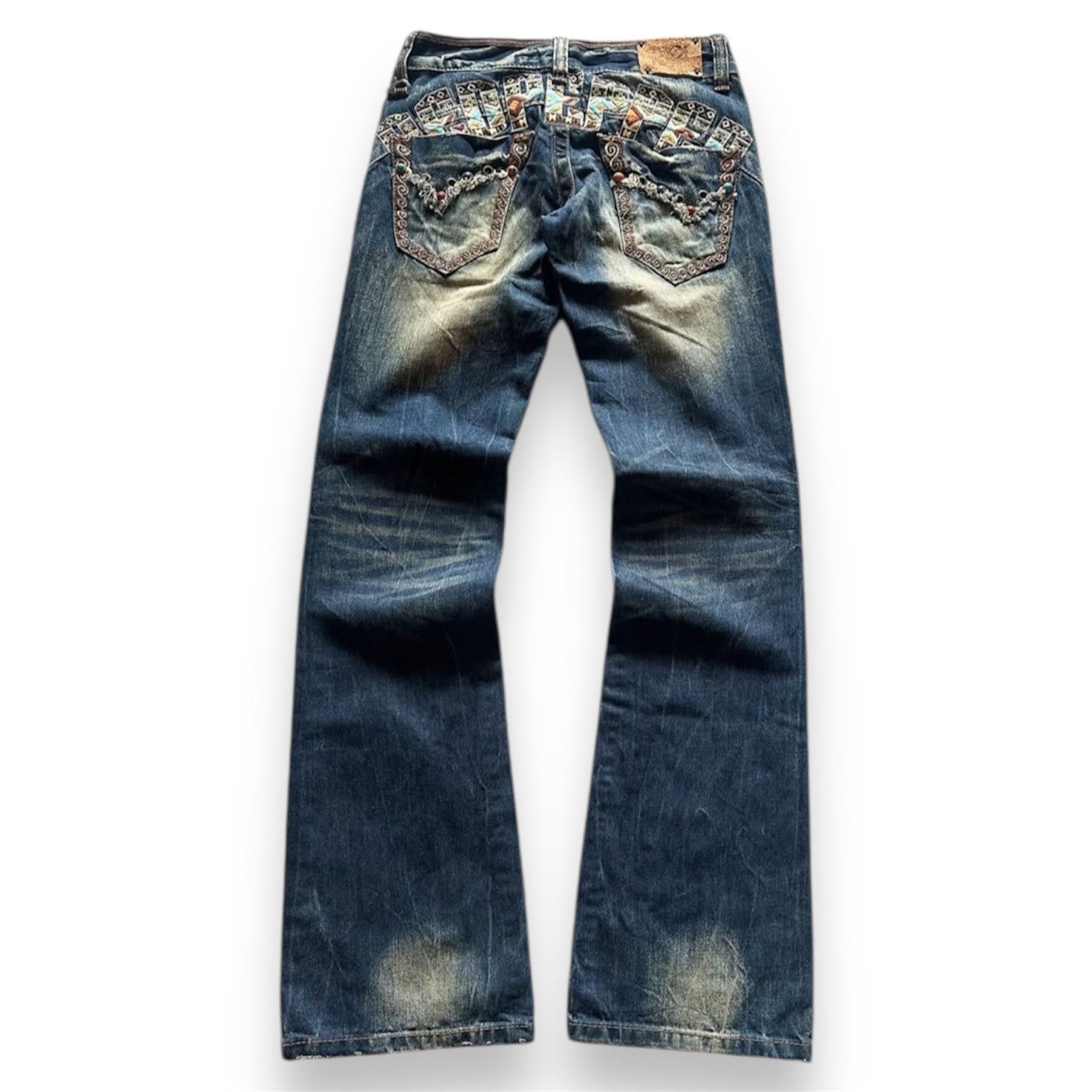 If Six Was Nine 2000s Red Pepper Mudwash Embroidery Flare Jeans y2k Lgb Size US 27 - 1 Thumbnail