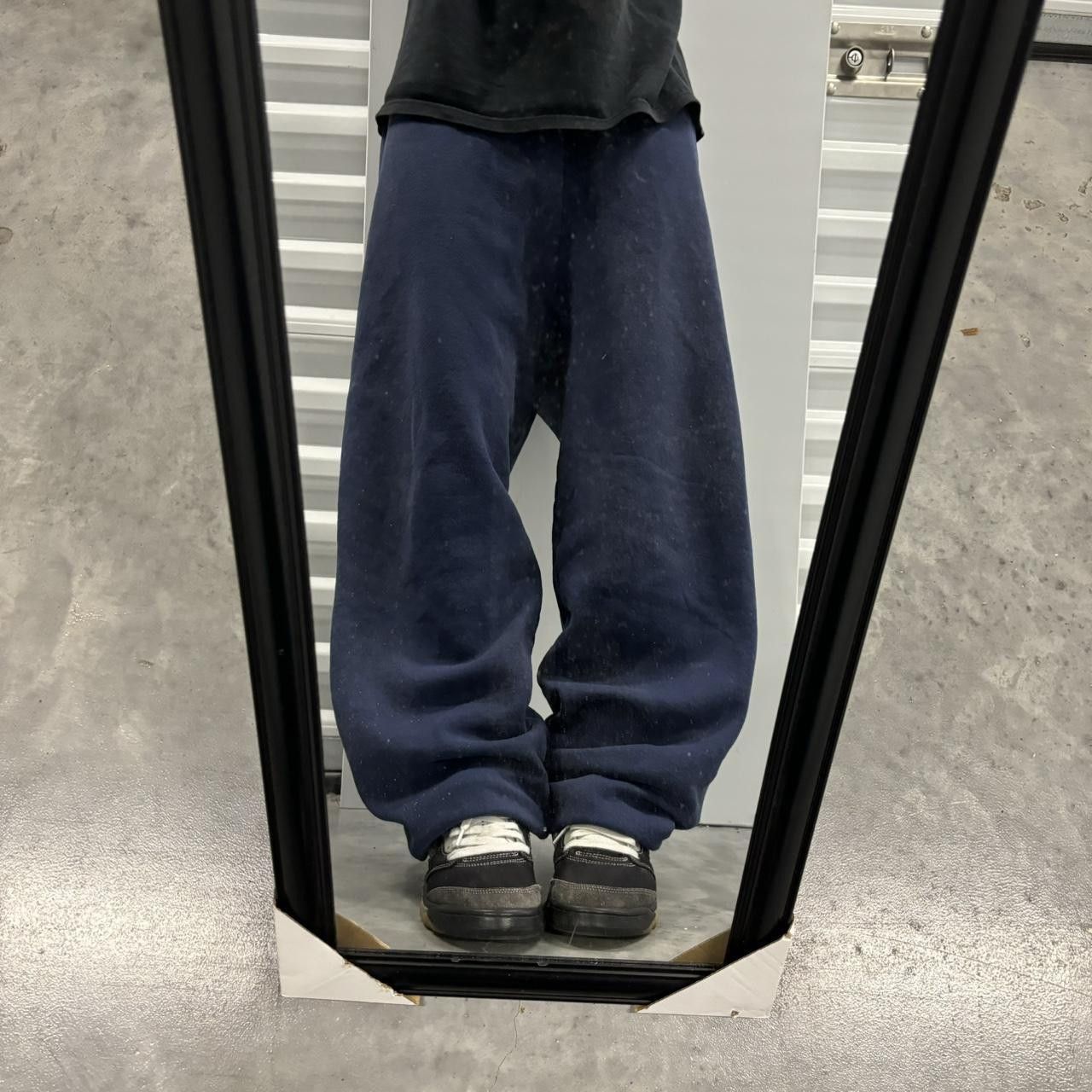 Japanese Brand × Vintage Crazy Vintage Y2K/2000s Baggy Navy Blue Skater Essential Sweatpants! Size US 36 / EU 52 - 1 Thumbnail