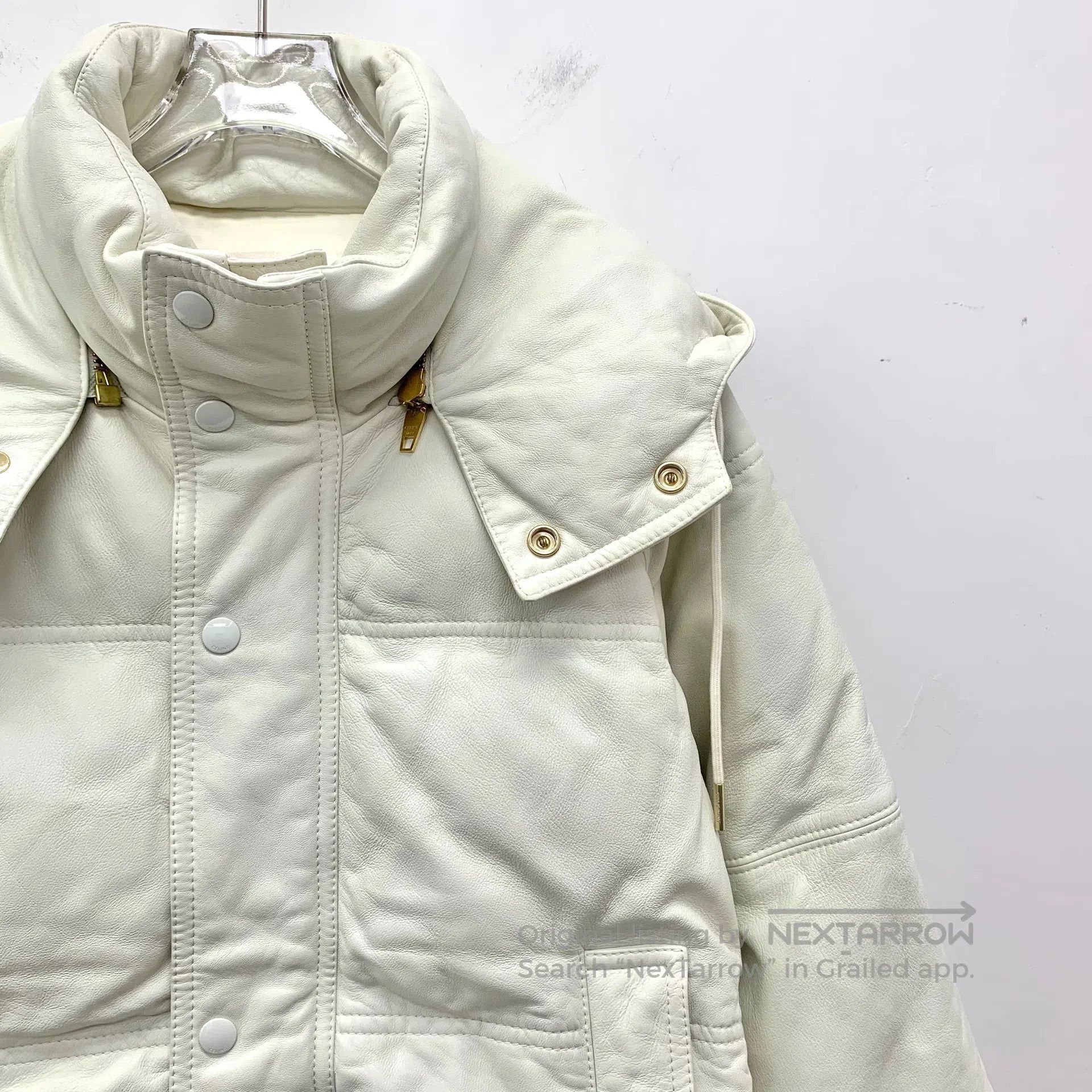 Celine CELINE Beige Sheep Leather Hooded Drawstring Single-breast Size S / US 4 / IT 40 - 3 Thumbnail