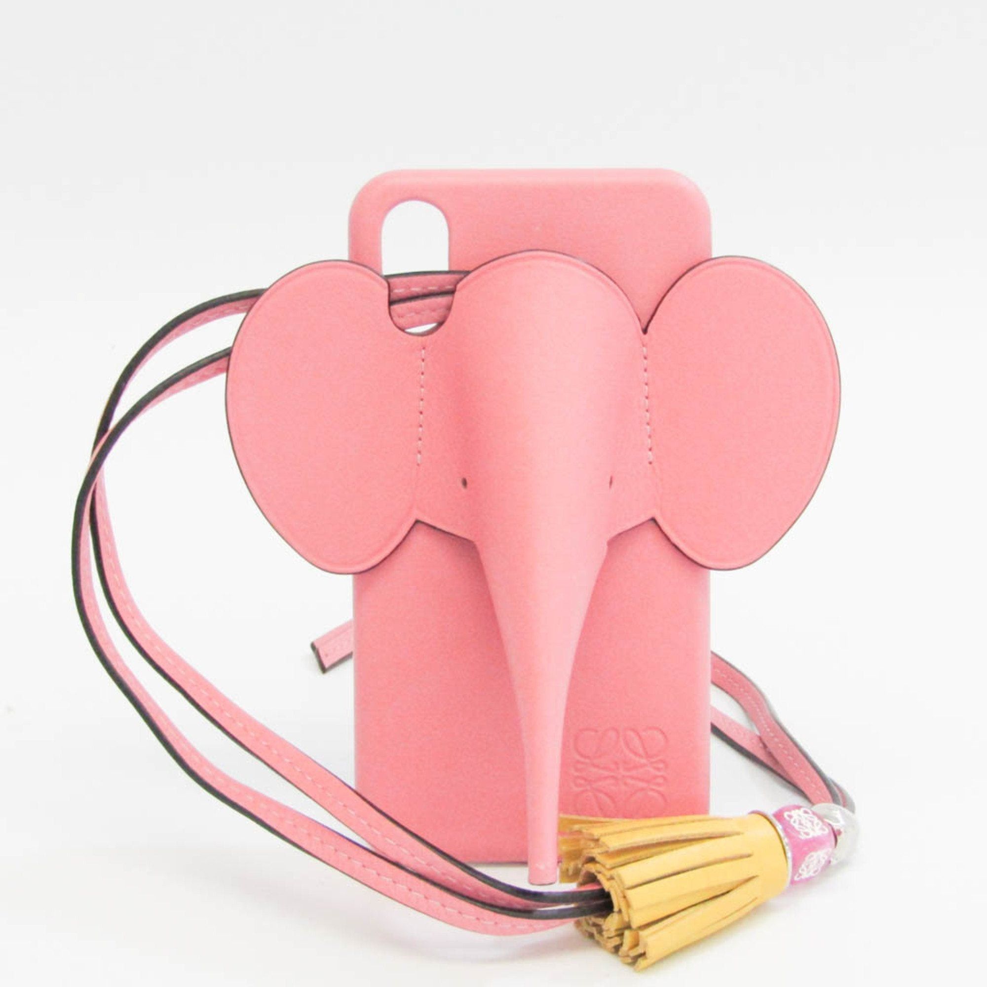 image of Loewe Leather Phone Bumper For Iphone X Pink Elephant in Black, Women's