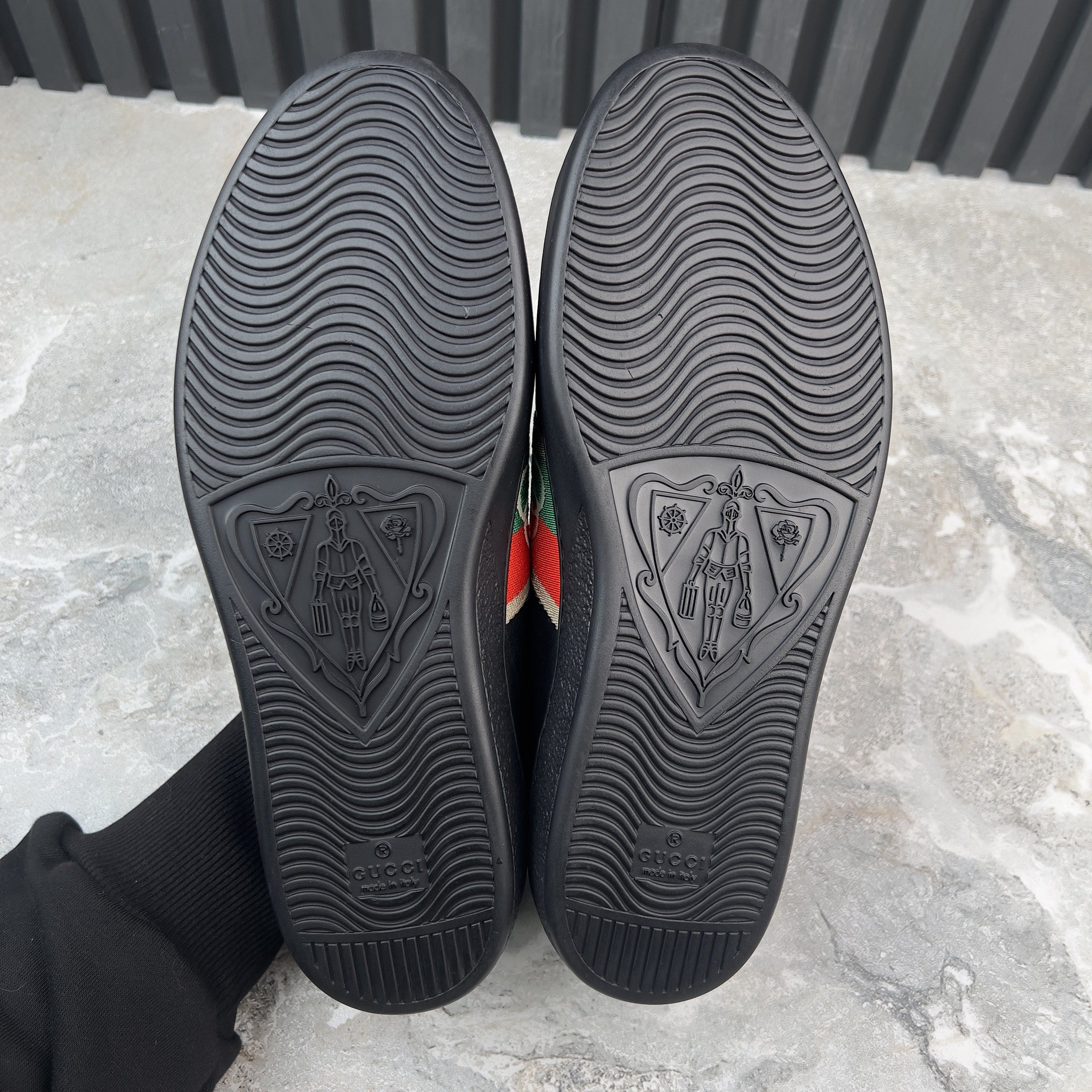 Gucci Ace Web Interlocking GG Logo Sneakers Black Leather Size US 8.5 / EU 41-42 - 12 Thumbnail