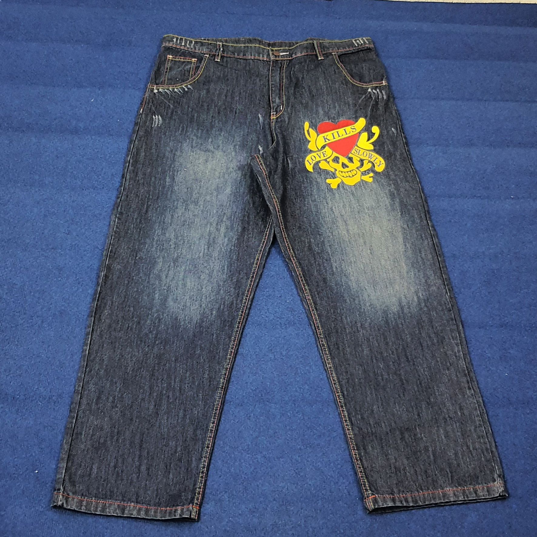 Ed Hardy Vintage Ed Hardy Skull Embroidered Custom Logo Jeans C272N18 Size US 43 - 1 Thumbnail