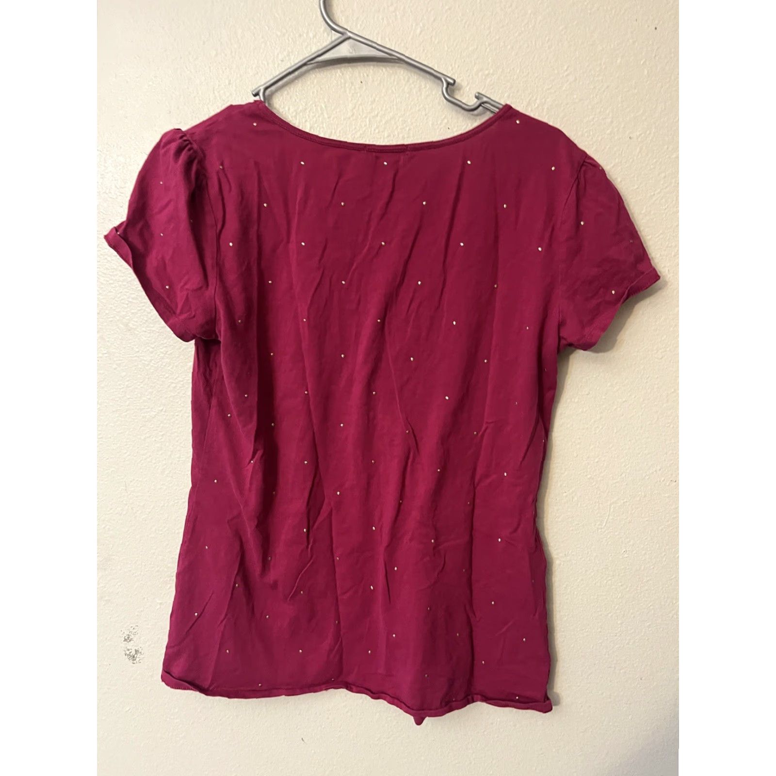 Gap GAP Womens T Shirt Magenta Size Large Short Sleeve Round Neck Casual Studs Jersey Modal Polyester V-Neck Relaxed Regular Clothing, Foundation? Size L / US 10 / IT 46 - 3 Thumbnail