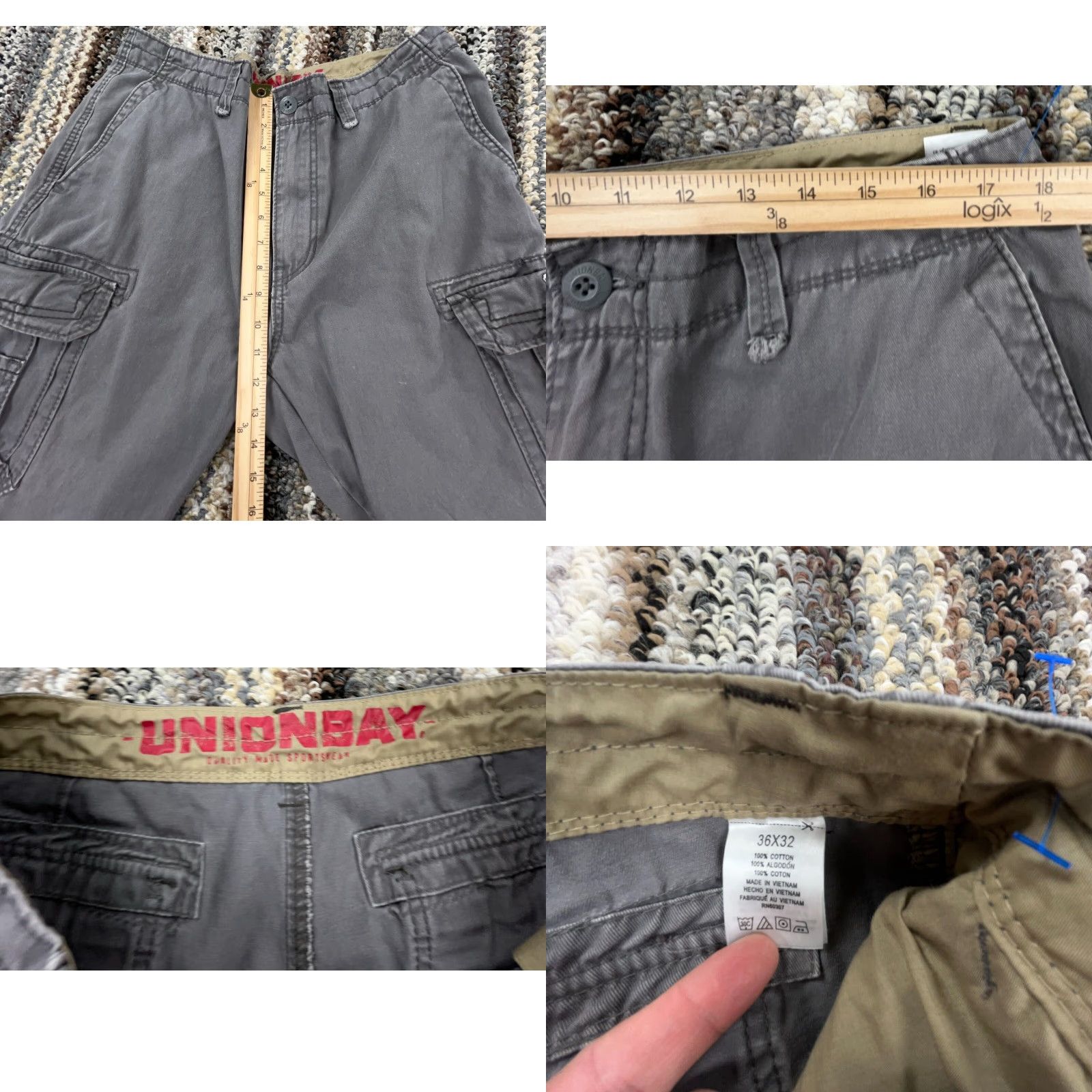 Vintage VINTAGE Union Bay Pants Cargo Men 36x32 Beige Cotton Canvas Baggy Straight 5-Pocket Y2K 2000s Mens Size US 36 / EU 52 - 8 Thumbnail