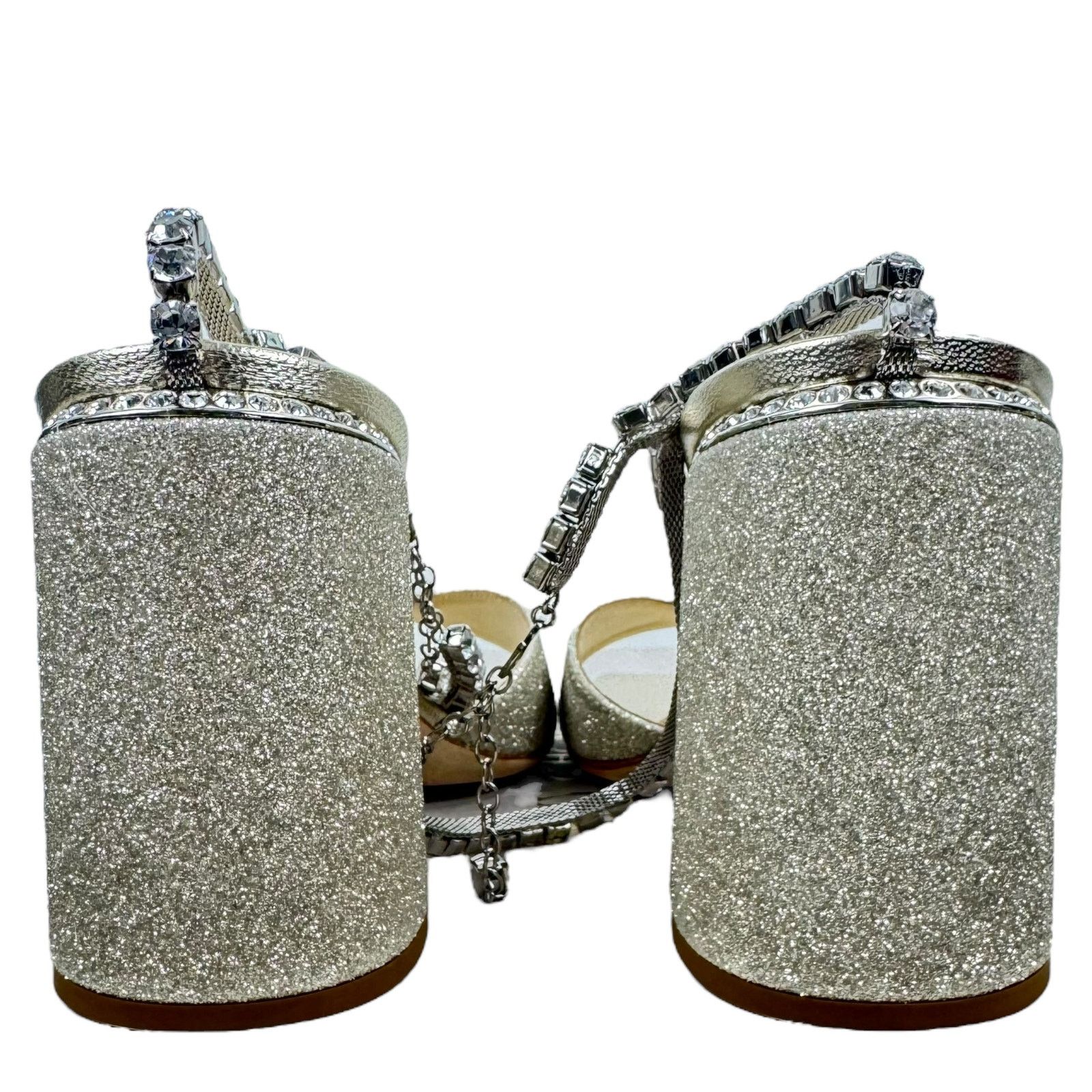 Jimmy Choo New Jimmy Choo Saeda Block Heel Glitter Crystals Sandals 38 Size US 8 / IT 38 - 7 Thumbnail