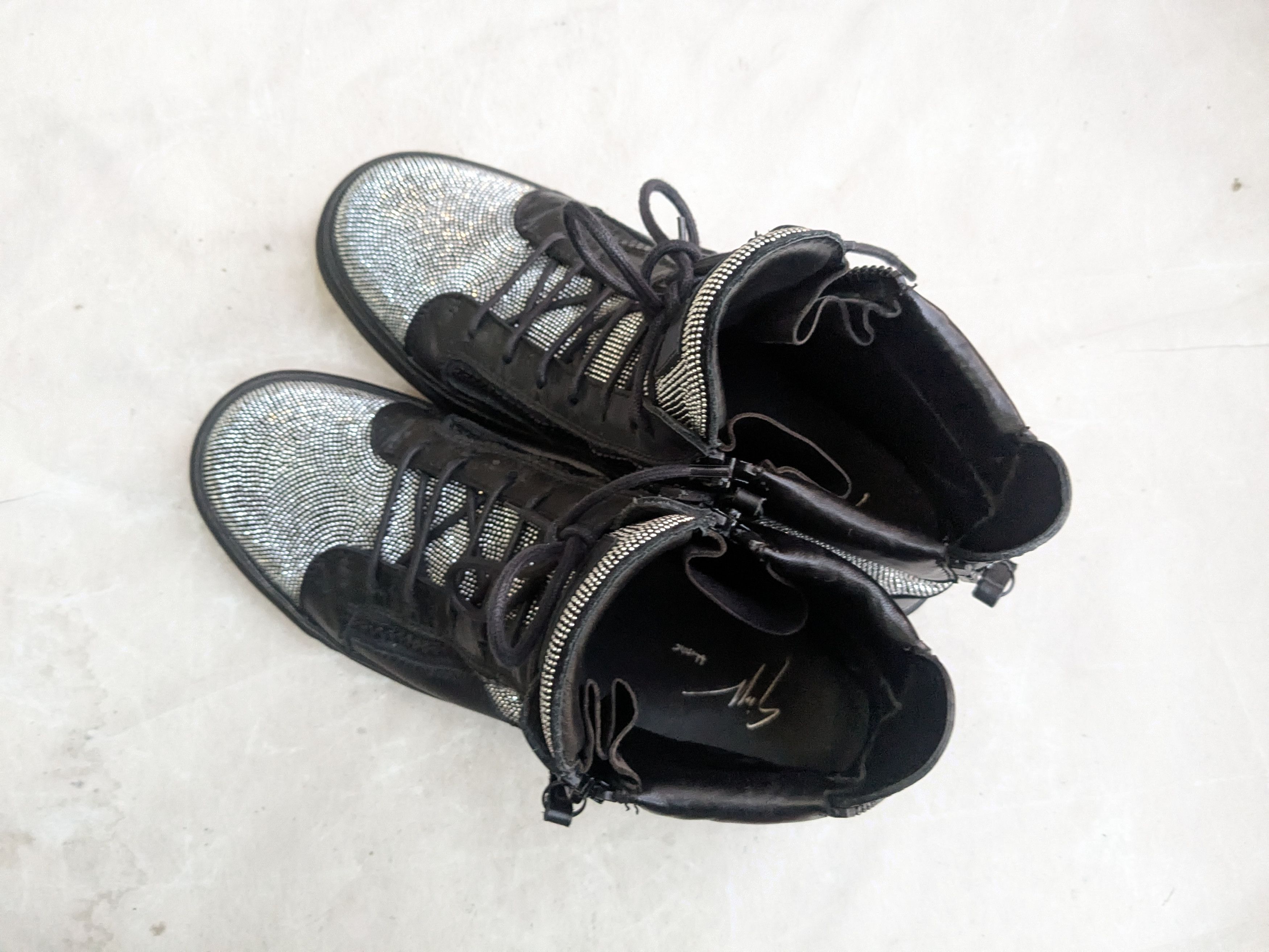 Giuseppe Zanotti Giuseppe Zanotti High Top Sneakers Black Silver 12 45 Size US 12 / EU 45 - 13 Thumbnail