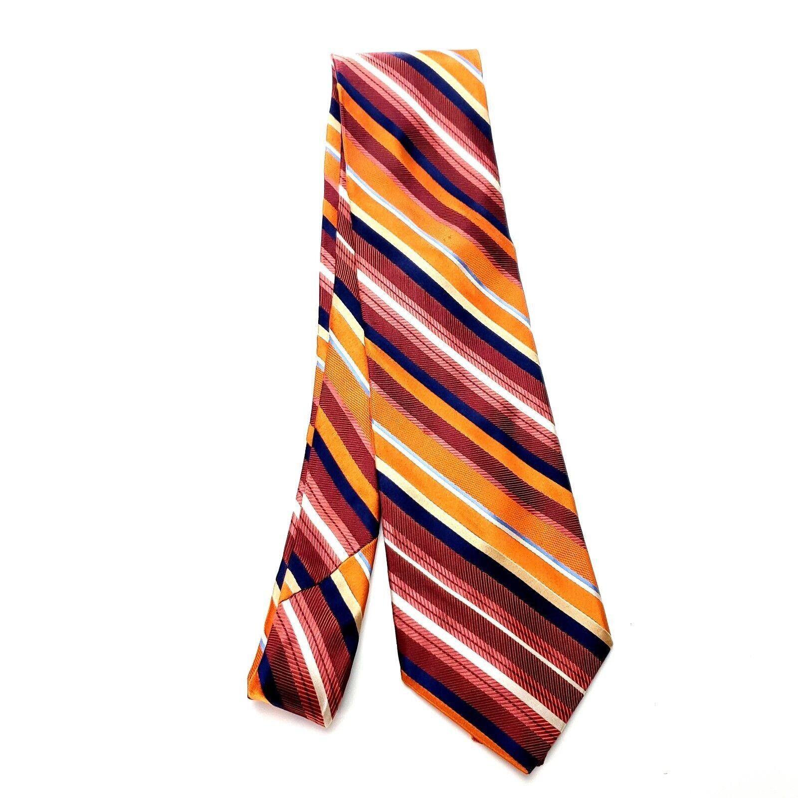 Designer John W. Nordstrom Orange & Red Silk Tie Woven Regimental Str Size ONE SIZE - 6 Thumbnail