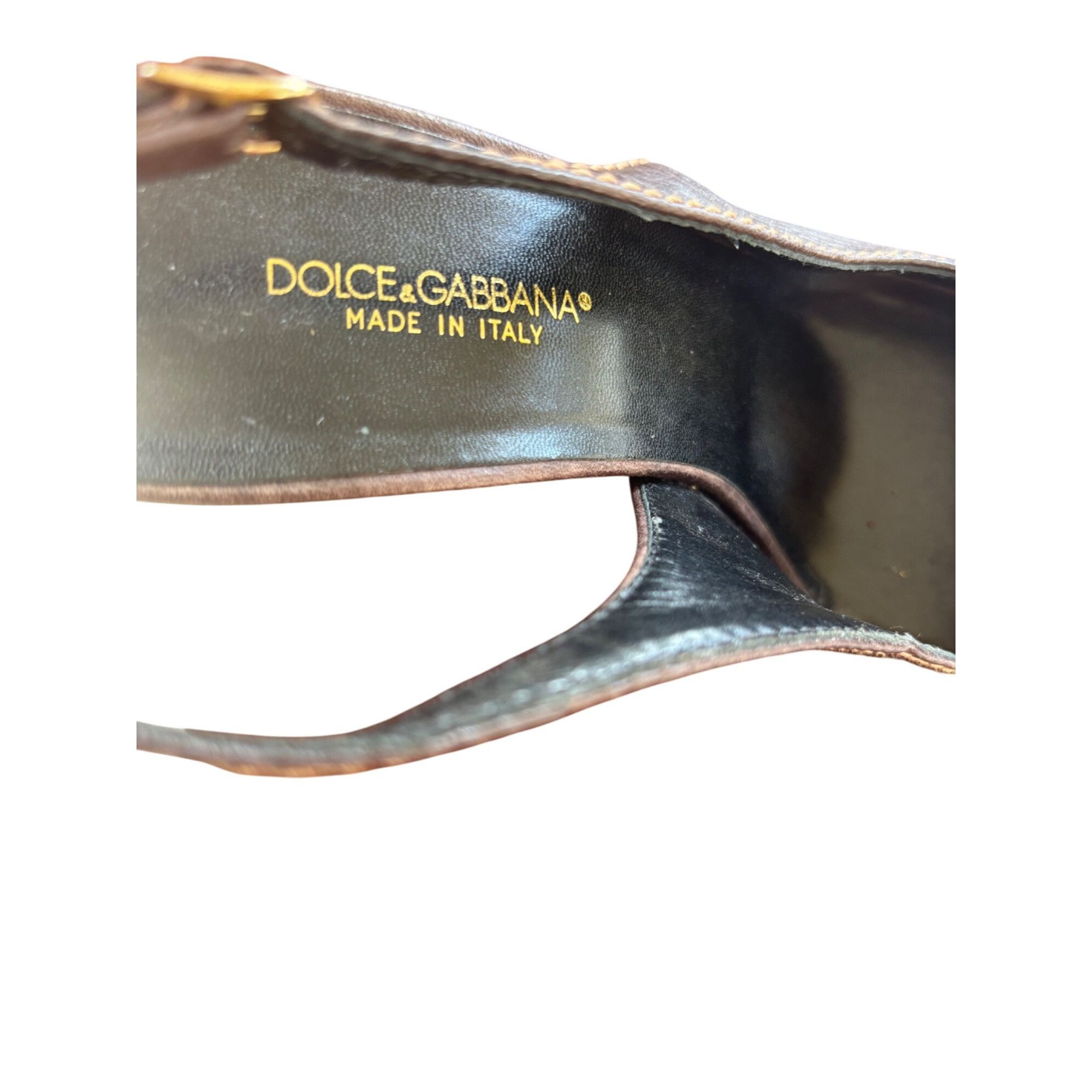 Dolce & Gabbana Dolce & Gabbana Brown Slingback Pointed Toe Leather Heels 3 Size US 7 / IT 37 - 6 Thumbnail