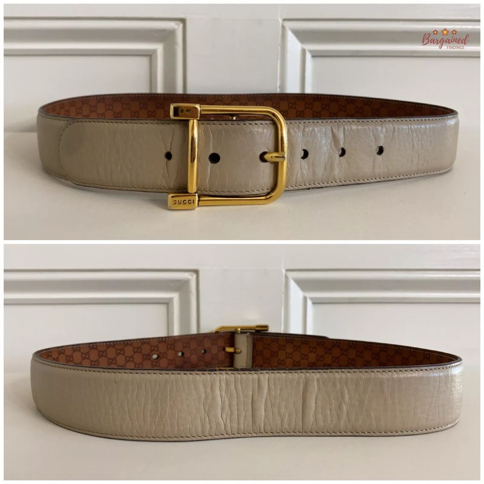 Gucci Gucci Taupe Calfskin Leather Gold Pin Buckle Belt Size ONE SIZE - 2 Thumbnail