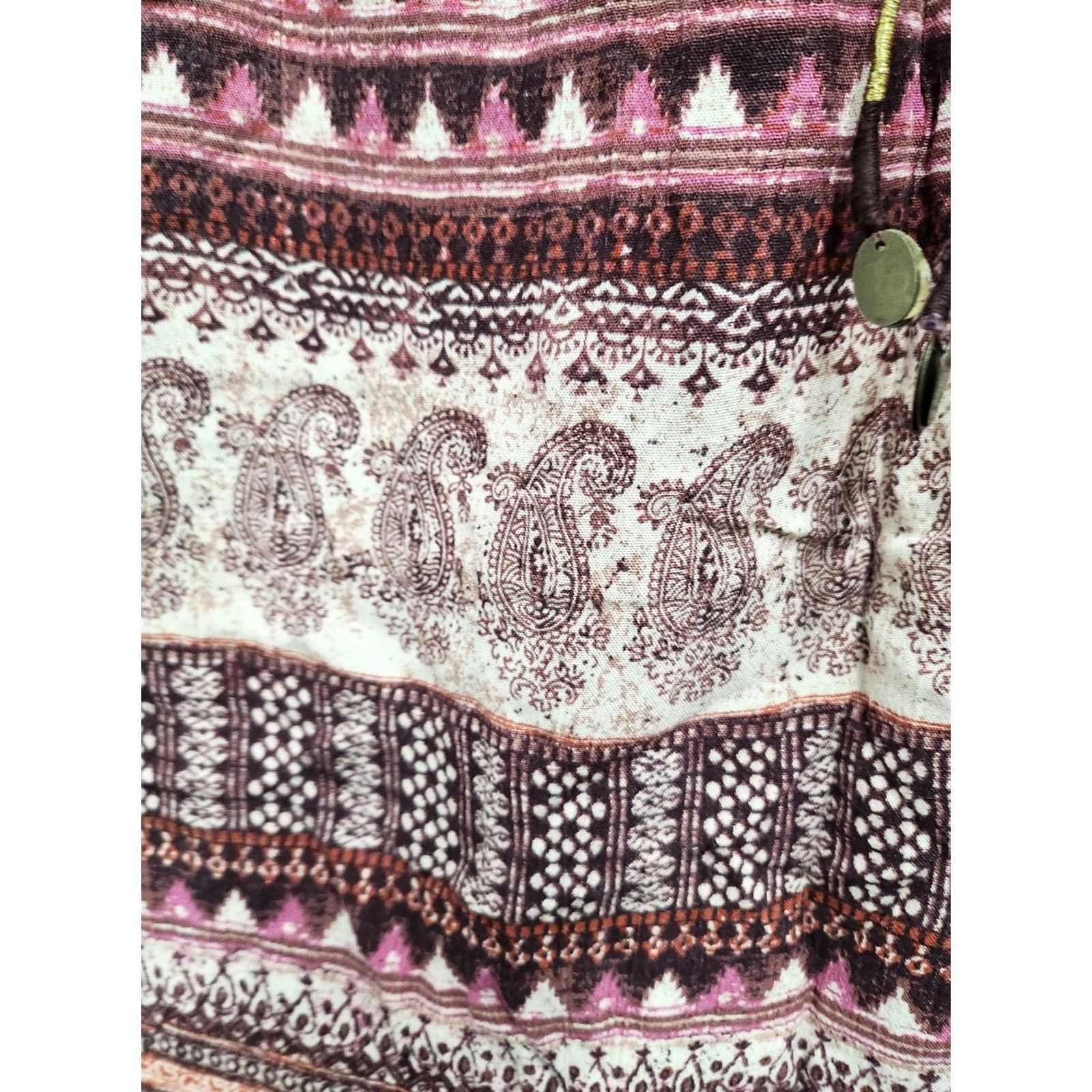 Billabong Billabong BOHO Peasant Tunic Top Womens S Purple Paisley 3/4 Sleeve Casual Shirt Blouse Size S / US 4 / IT 40 - 4 Thumbnail
