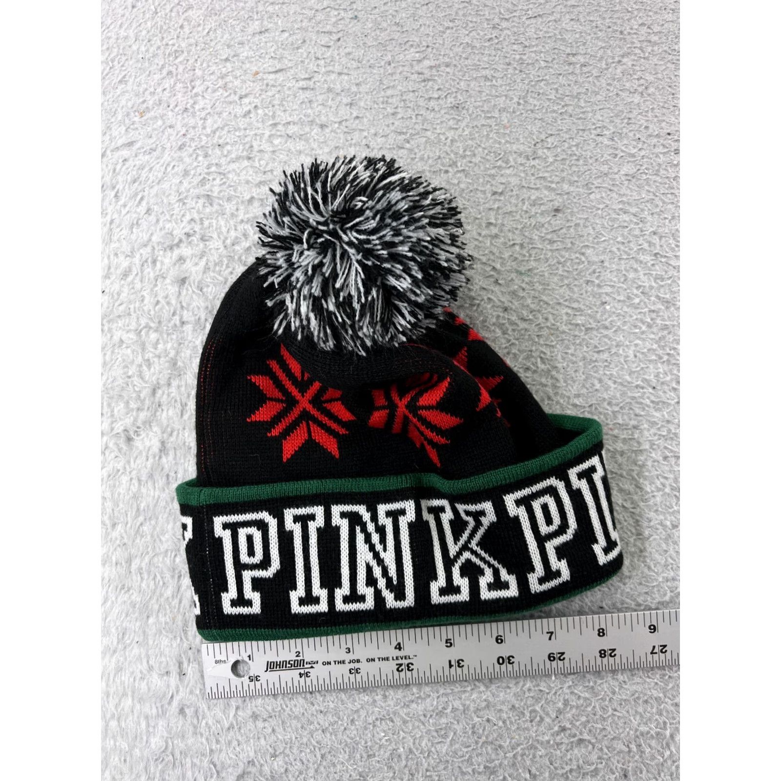 Victoria's Secret Victoria's Secret Beanie Hat Adult One Size Black Fair Isle Acrylic Pom PINK Size ONE SIZE - 4 Thumbnail