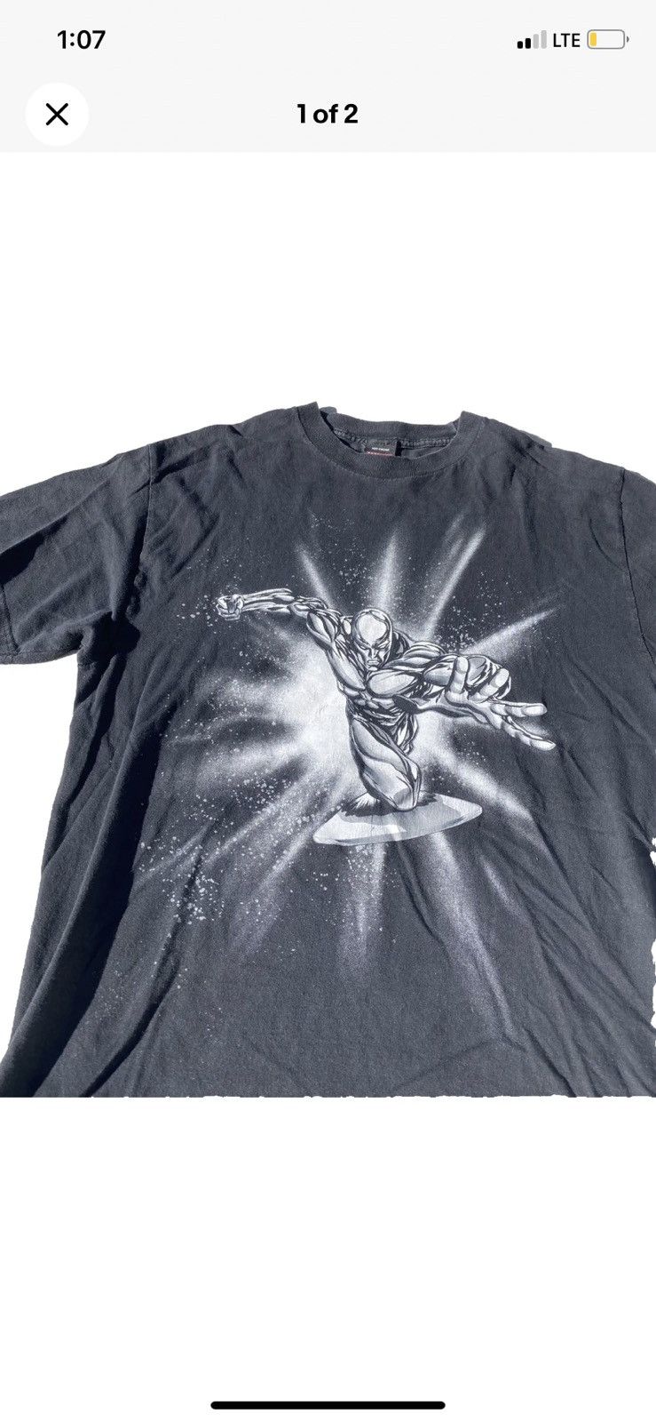 image of Movie x Vintage Y2K Silver Surfer Tee in Black, Men's (Size XL)