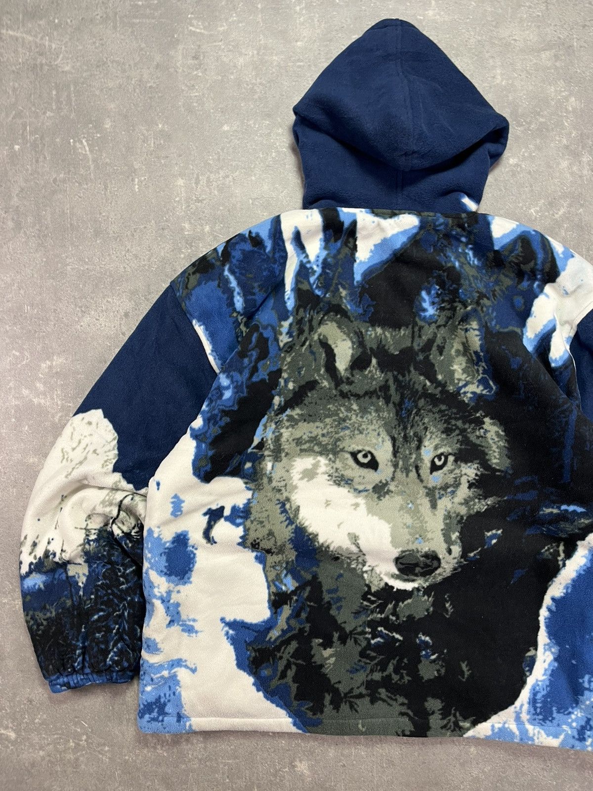 Vintage Vintage Hooded Animal Printed Wolf Pack Fleece Jacket 3XL Size US XXL / EU 58 / 5 - 11 Thumbnail