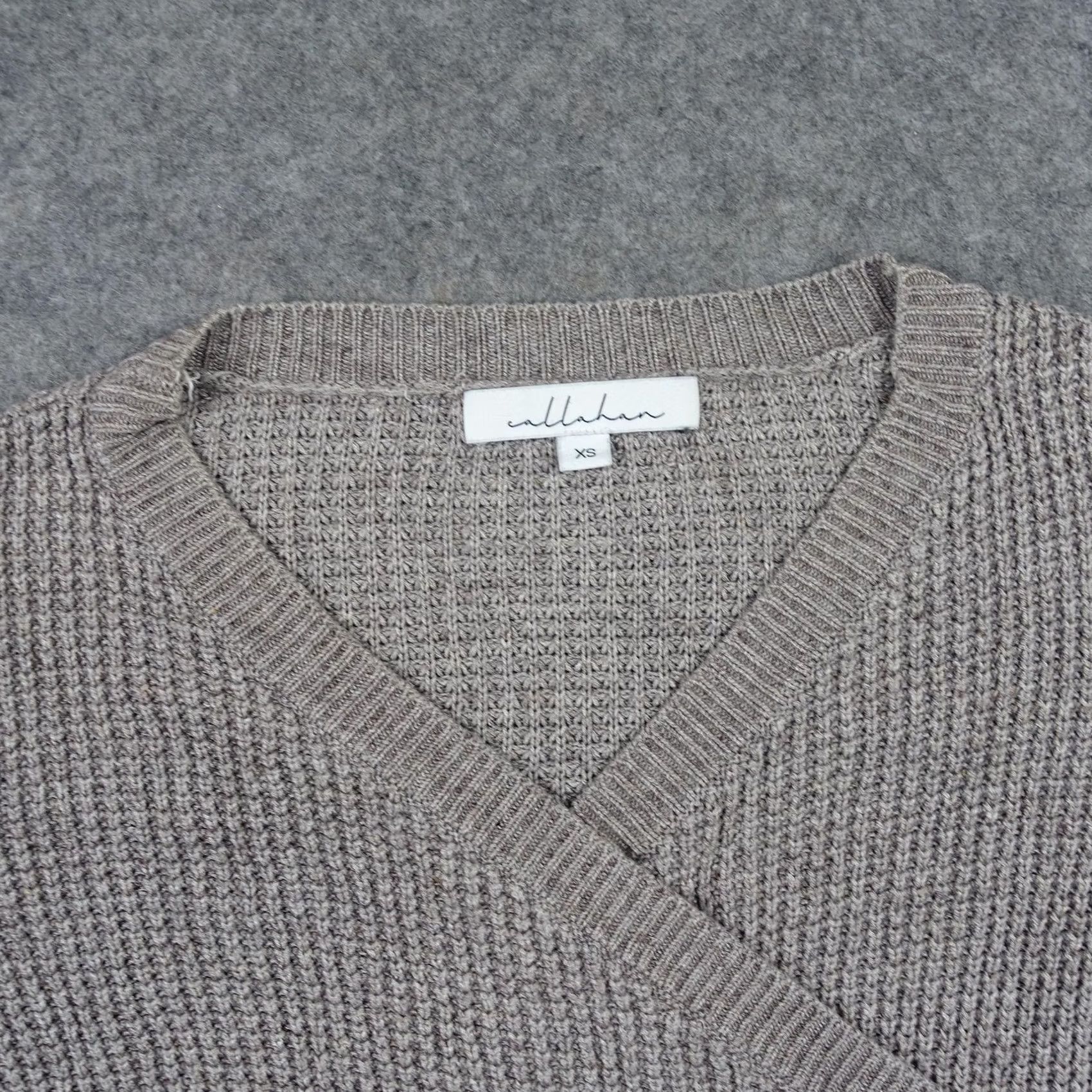 Vintage Callahan Sweater Womens XS Brown Wrap Front Surplice V Neck Waffle Knit Pullover Size XS / US 0-2 / IT 36-38 - 2 Thumbnail