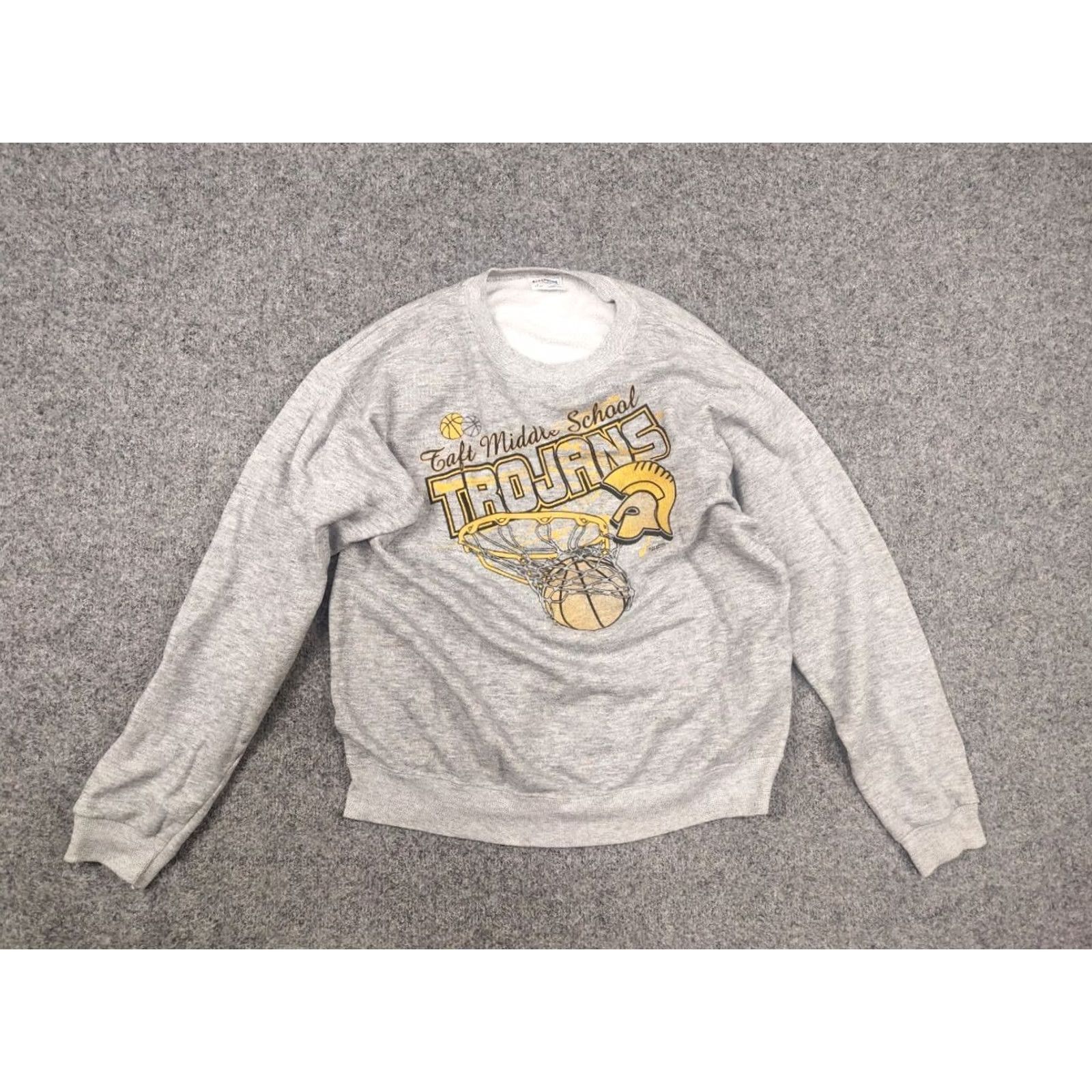 Logo 7 VINTAGE Taft Middle School TROJANS basketball graphics Logo Gray Sweatshirt Size US L / EU 52-54 / 3 - 7 Thumbnail