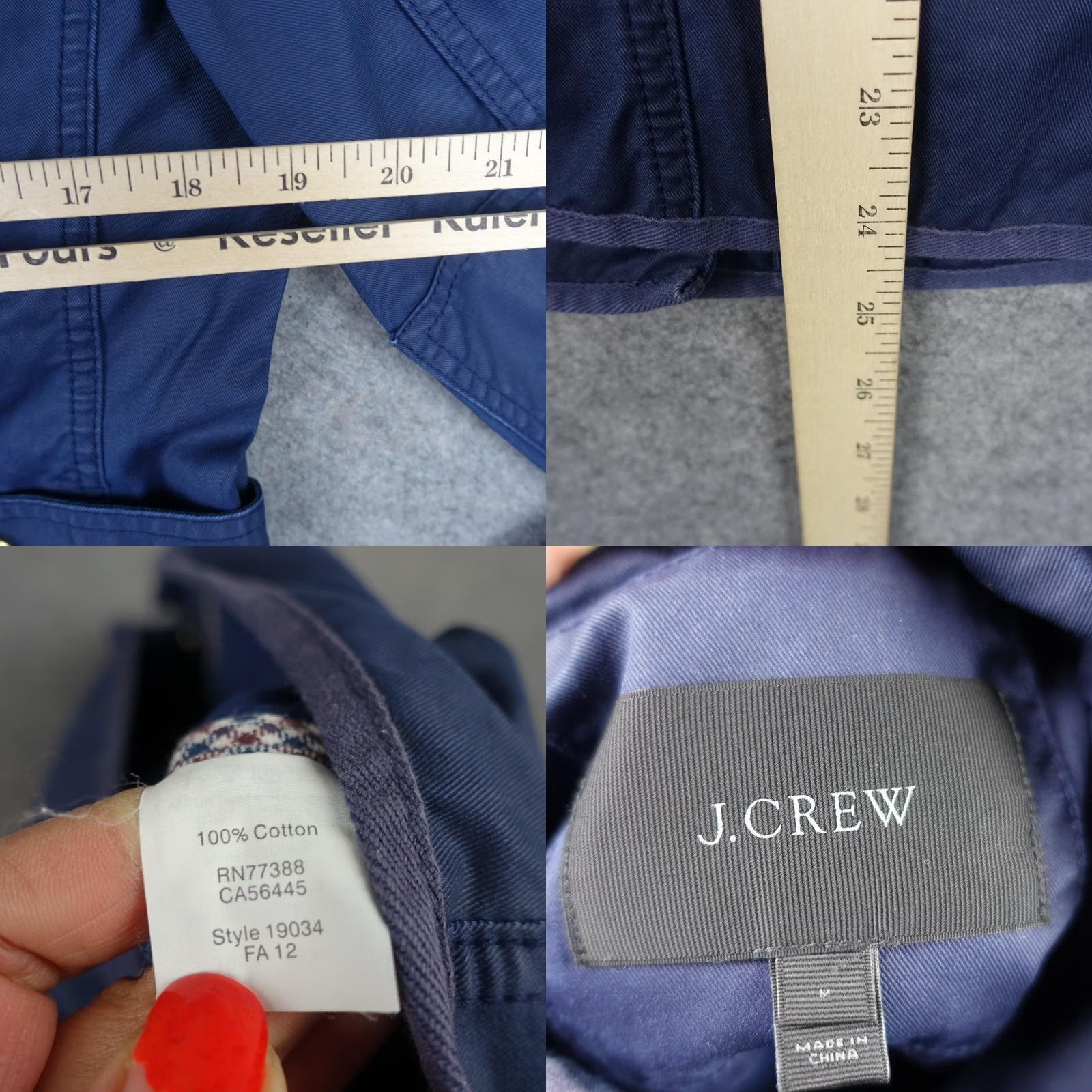 J.Crew J.CREW Jacket Womens M Blue Waxed Coat Twill Military Utility VTG Jacket with Pockets Belted Collared Size M / US 6-8 / IT 42-44 - 8 Thumbnail