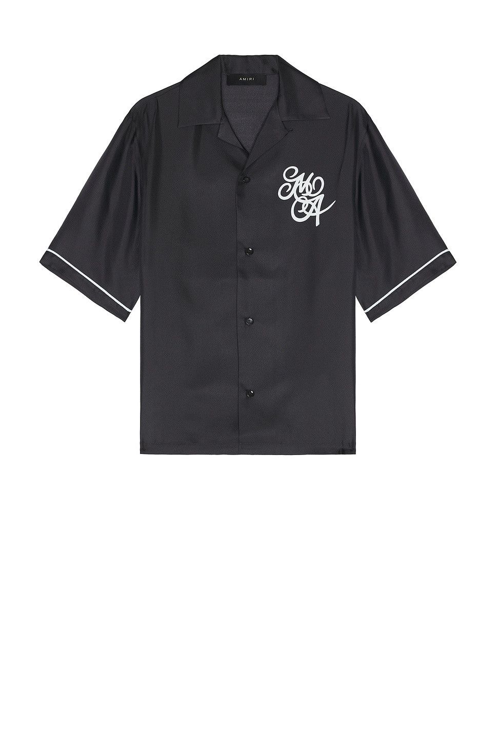 o1orln1025 MA Swirl Bowling Shirt in Black