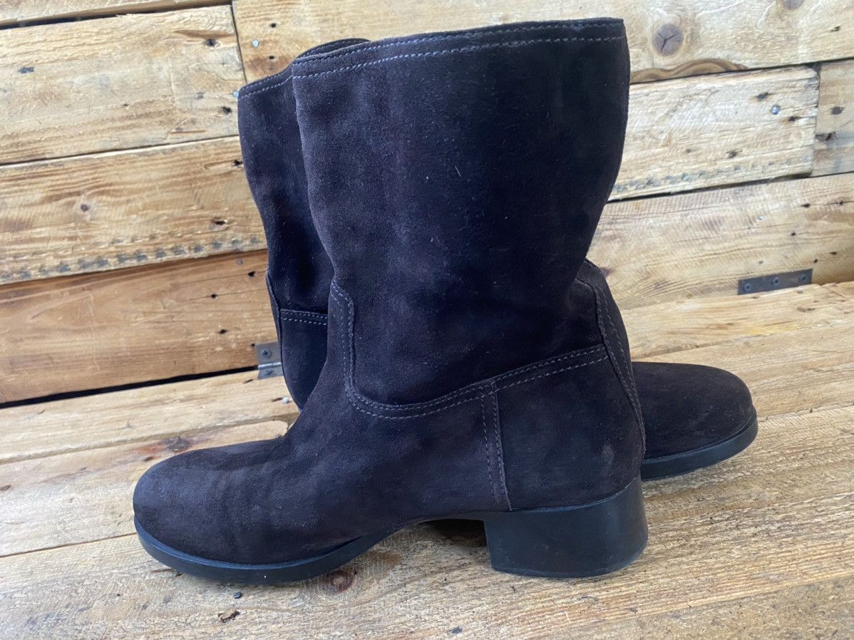 Designer × Prada × Vintage Prada suede choco brown moto biker ankle leather boots sz41 Size US 10.5 / IT 40.5 - 10 Thumbnail