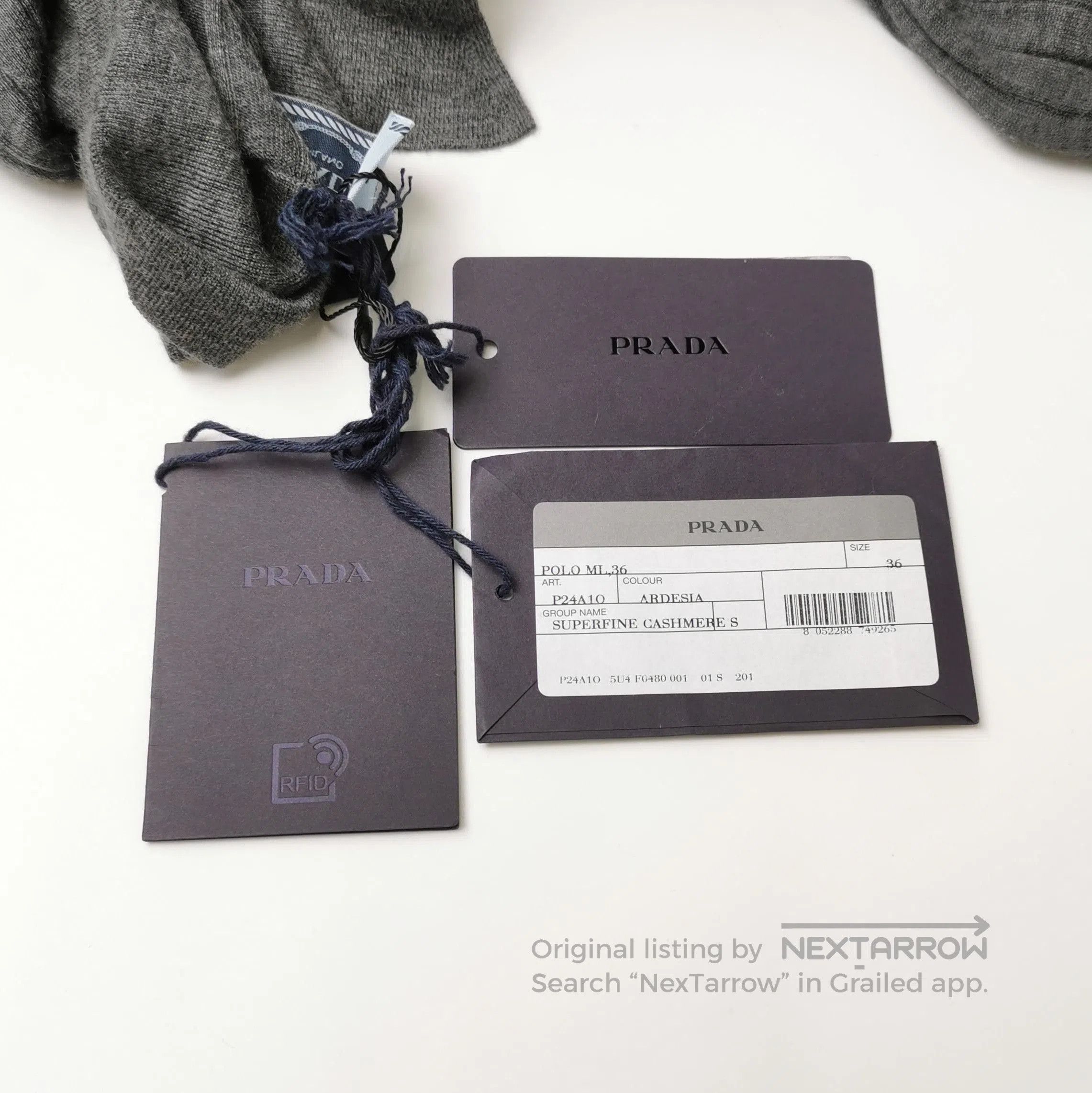Prada Prada Gray Velvet Knit Long Sleeve Polo Shirt . Size XXS / US 00 / IT 34 - 3 Thumbnail