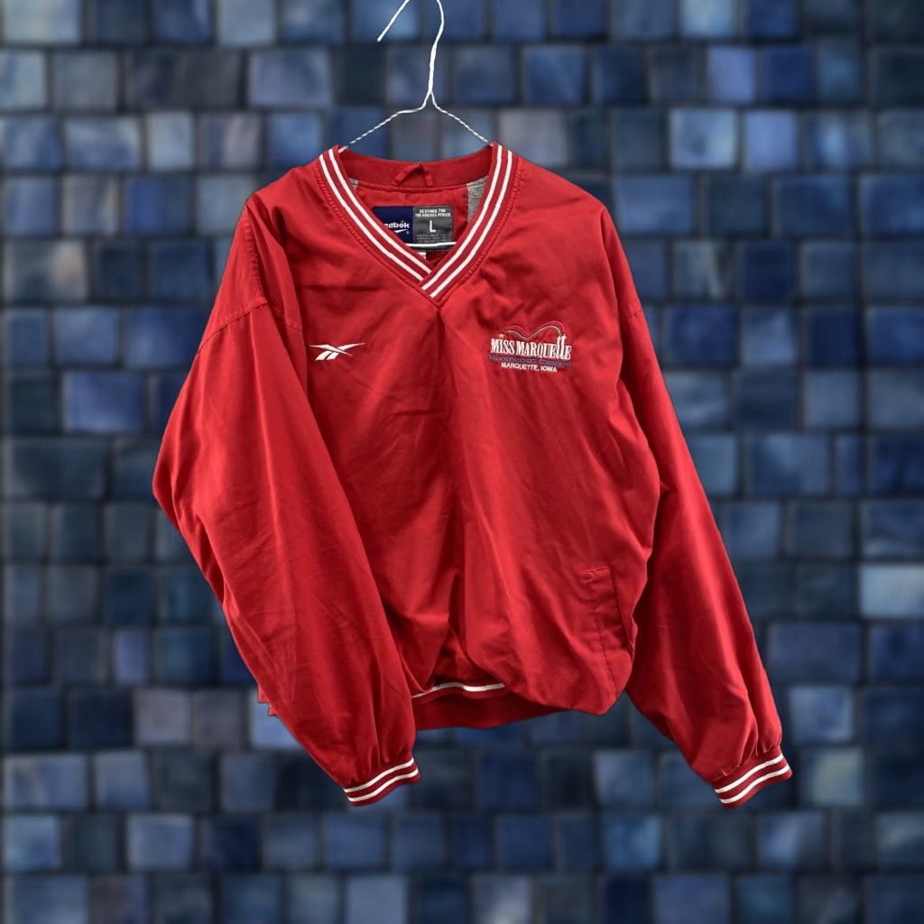 Reebok VINTAGE Reebok Windbreaker Jacket Unisex Adults L Red Miss Marquette Riverboat Casino Iowa Size US L / EU 52-54 / 3 - 1 Thumbnail
