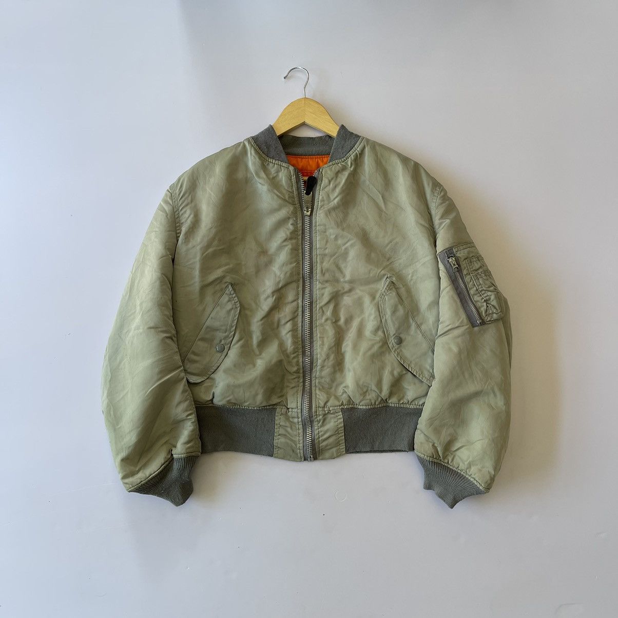 image of Vintage 70’S Alpha Jacket Flyer's Ma-1 Made In Usa in Grey, Men's (Size Medium)
