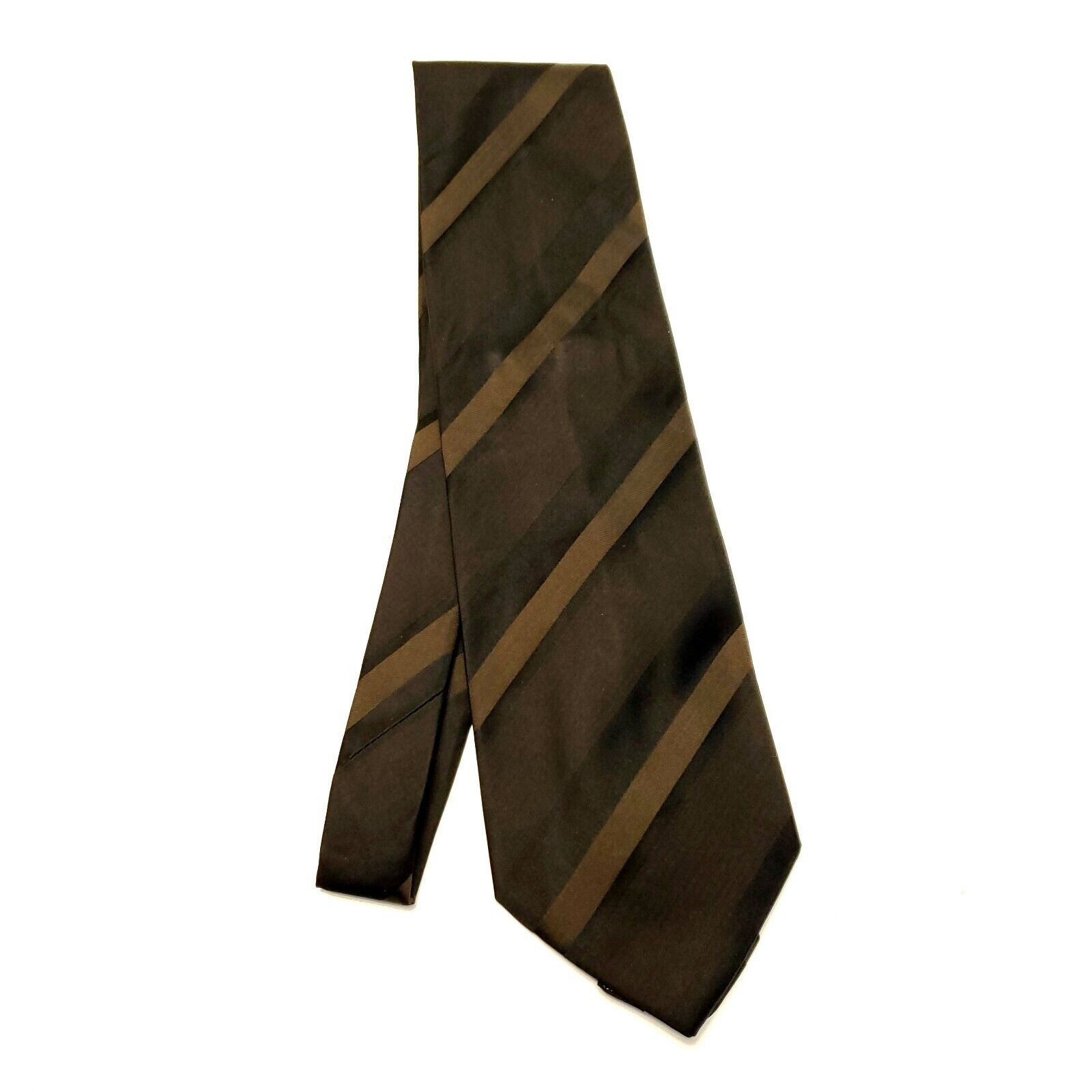 Designer Vito Rufolo Uomo Couture Silk Tie Brown Woven Striped Wide I Size ONE SIZE - 7 Thumbnail