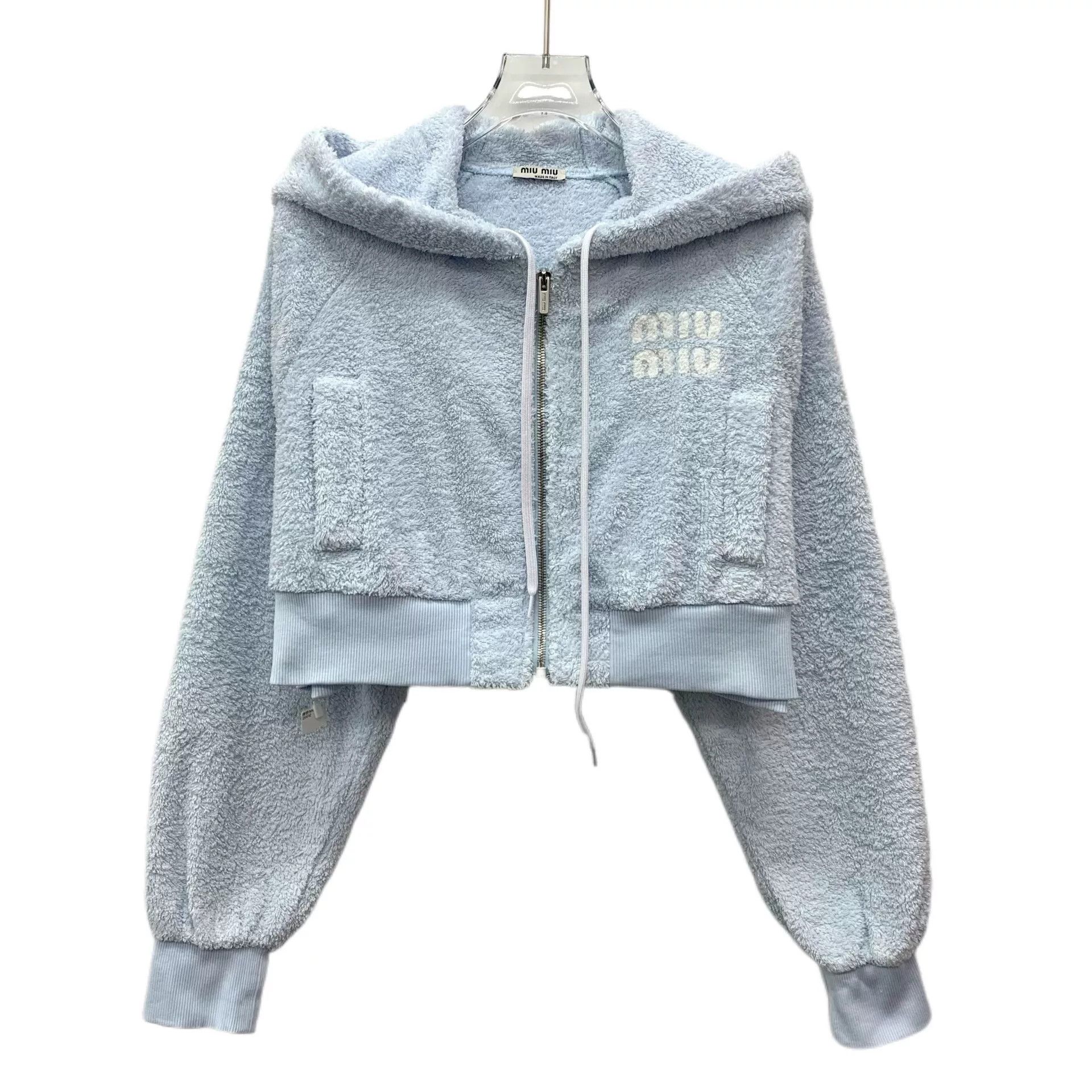 Miu Miu miu miu light blue logo hooded jacket Size US S / EU 44-46 / 1 - 1 Thumbnail