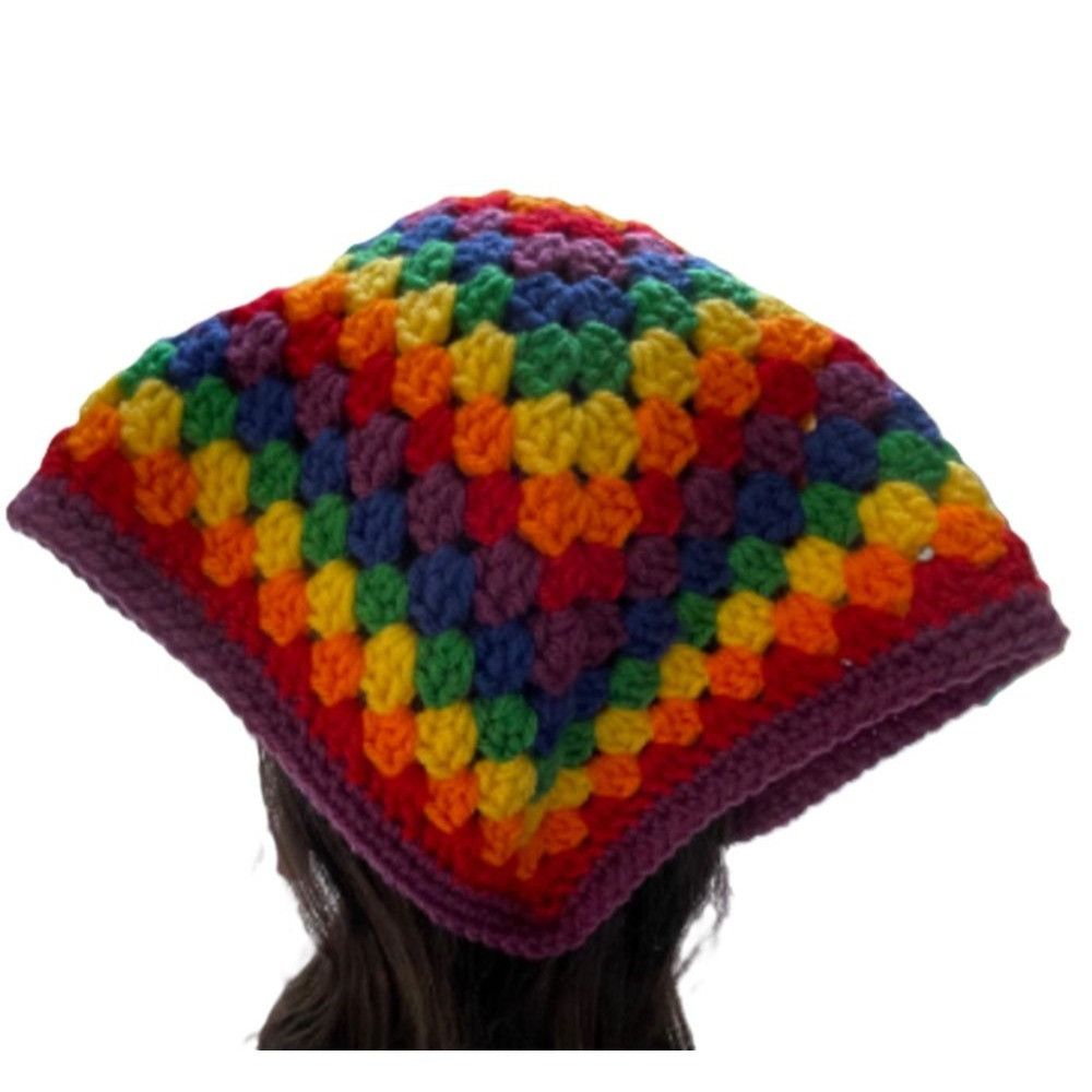 Handmade Bandana Head Wrap Crochet Rainbow Colors Granny Stitch Strip Size ONE SIZE - 2 Thumbnail