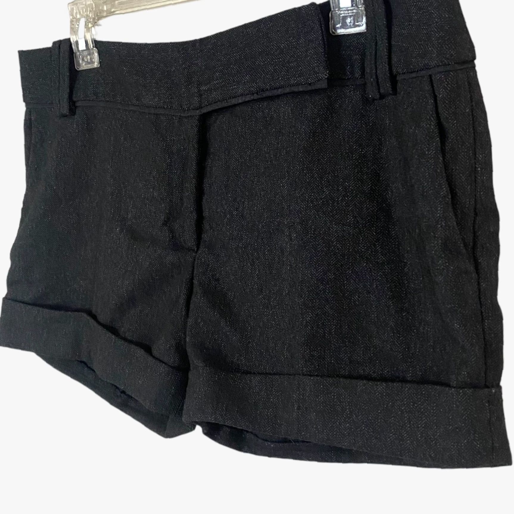 Zara Zara Basic Twill Cuffed Trouser Shorts Womens Large Black Casual Chic Shorts Size 36" / US 14 / IT 50 - 2 Thumbnail