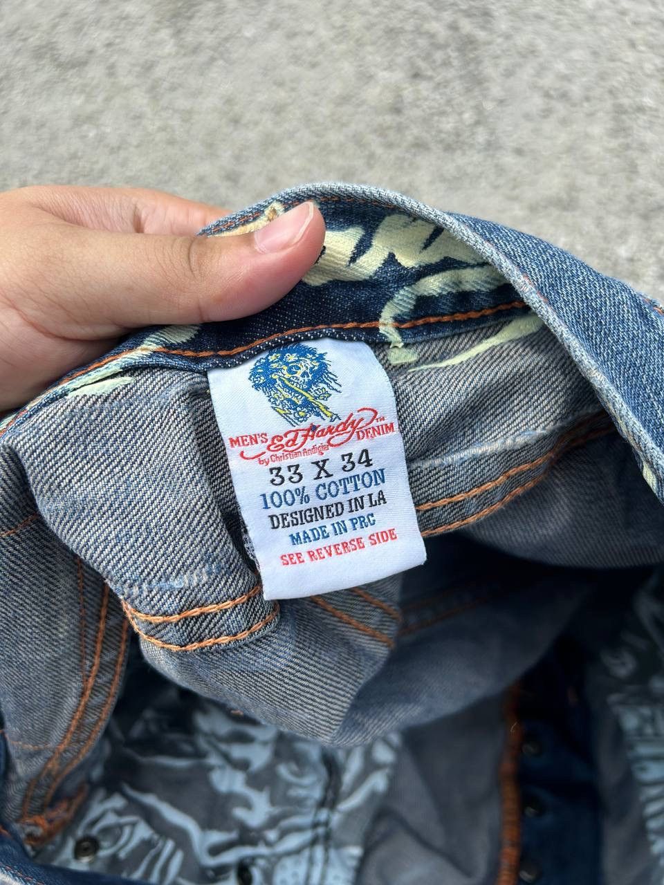 Christian Audigier × Ed Hardy × Vintage Ed hardy Embroidered Skull Denim Jeans Size US 34 / EU 50 - 13 Thumbnail
