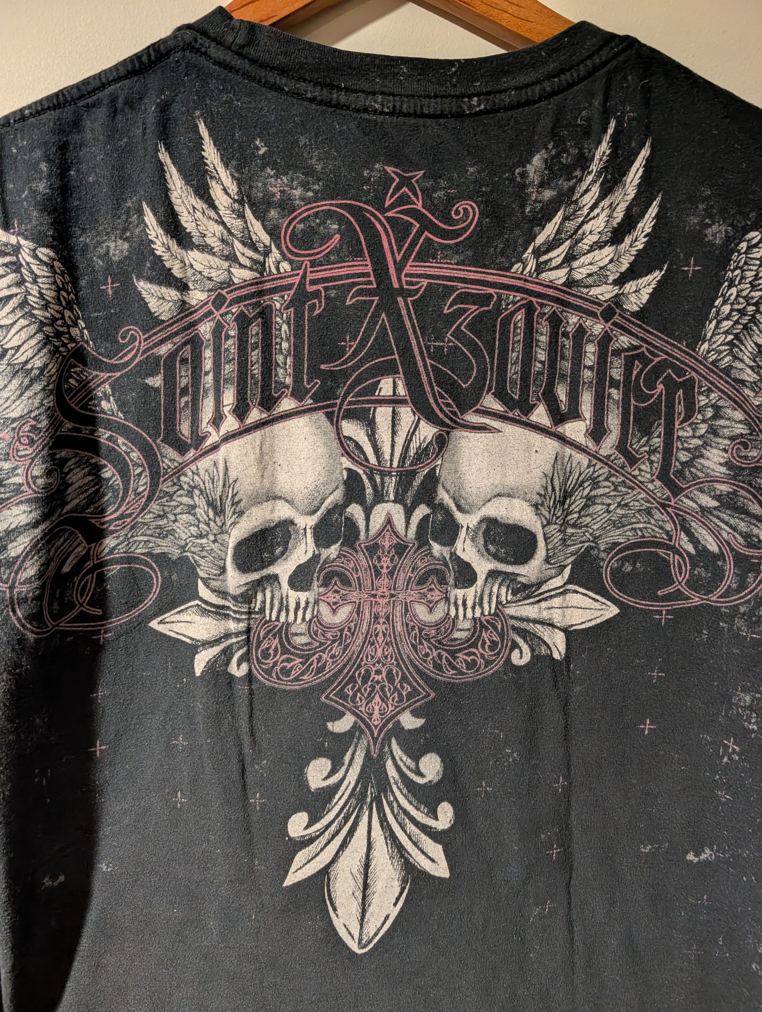 Affliction Xzavier AXR Men's Medium Gothic Skull Tee-Shirt Grunge (ES) Size US M / EU 48-50 / 2 - 4 Thumbnail