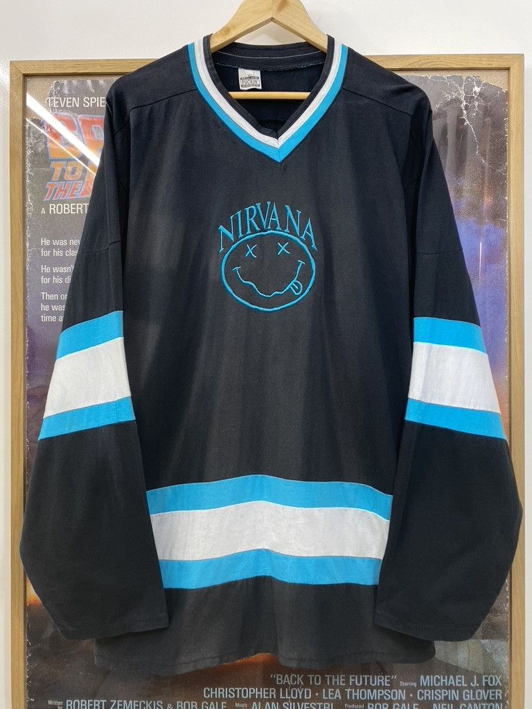 Nirvana 90s Nirvana Smiley Face Hockey Style Band Promo Long Sleeve Size US XL / EU 56 / 4 - 6 Thumbnail