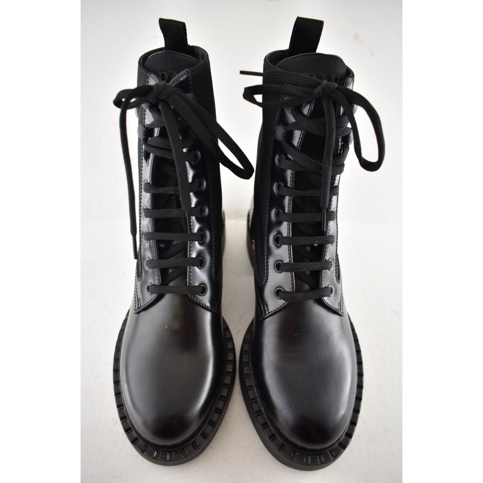 Prada Prada Black Brushed Leather Lace Up Combat Ankle Boot 36.5 Size US 6.5 / IT 36.5 - 7 Thumbnail