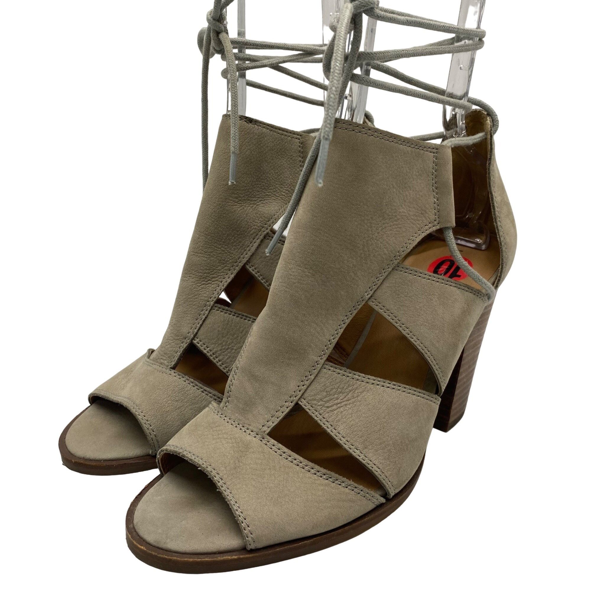 Lucky Brand Lucky Brand Lanita Taupe Leather cut-out Lace-Up Block Heel Size US 10 / IT 40 - 10 Thumbnail
