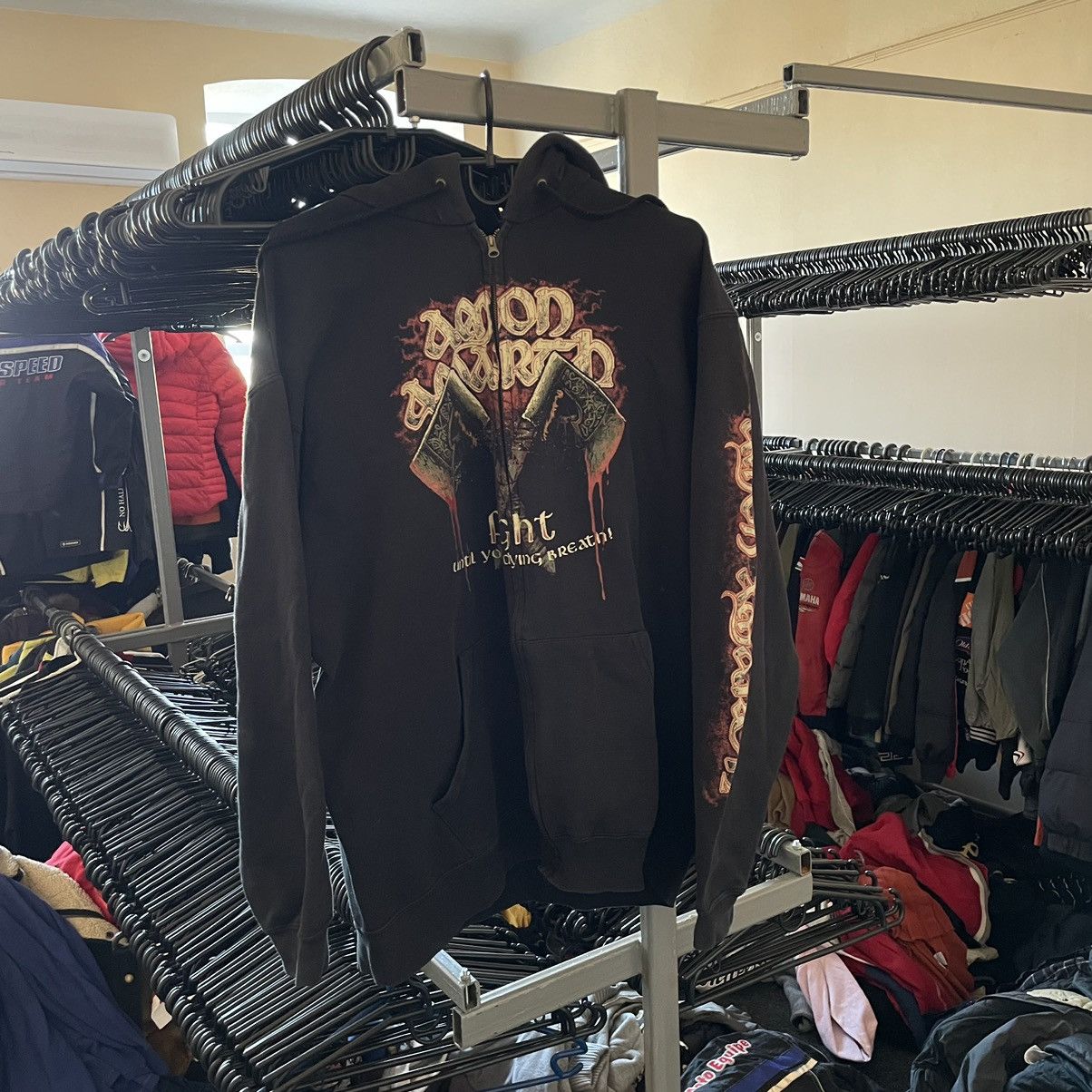 Band Tees × Vintage Vintage Amon Amarth Band Hoodie Death Metal Black Streetwear Size US M / EU 48-50 / 2 - 1 Thumbnail
