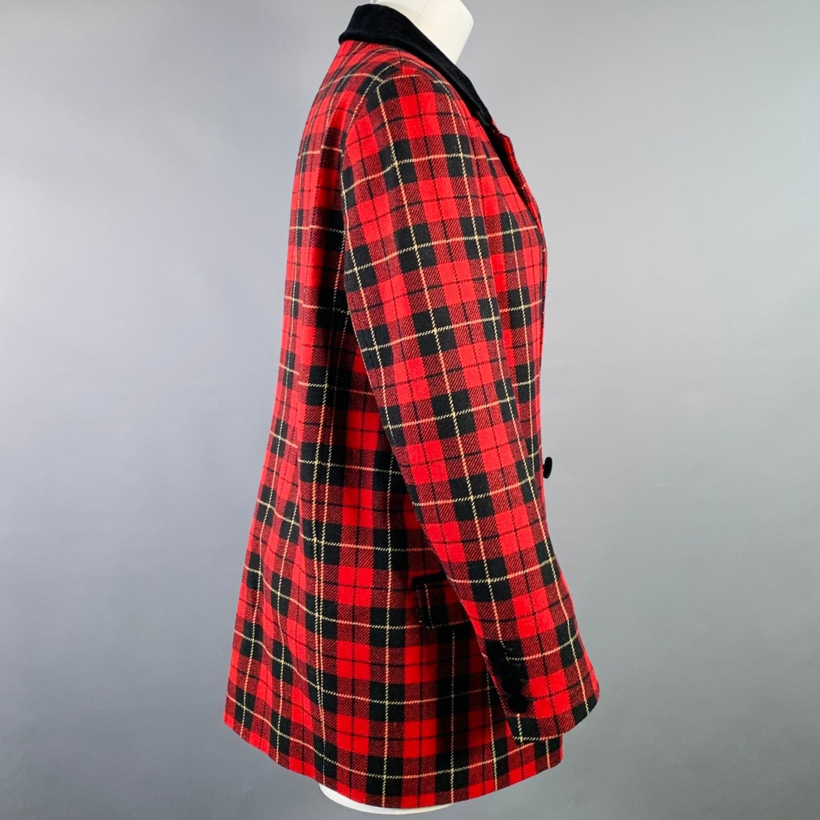 The Kooples THE KOOPLES Jokers Red Black Yellow Wool Plaid Jacket Blazer Size M / US 6-8 / IT 42-44 - 3 Thumbnail