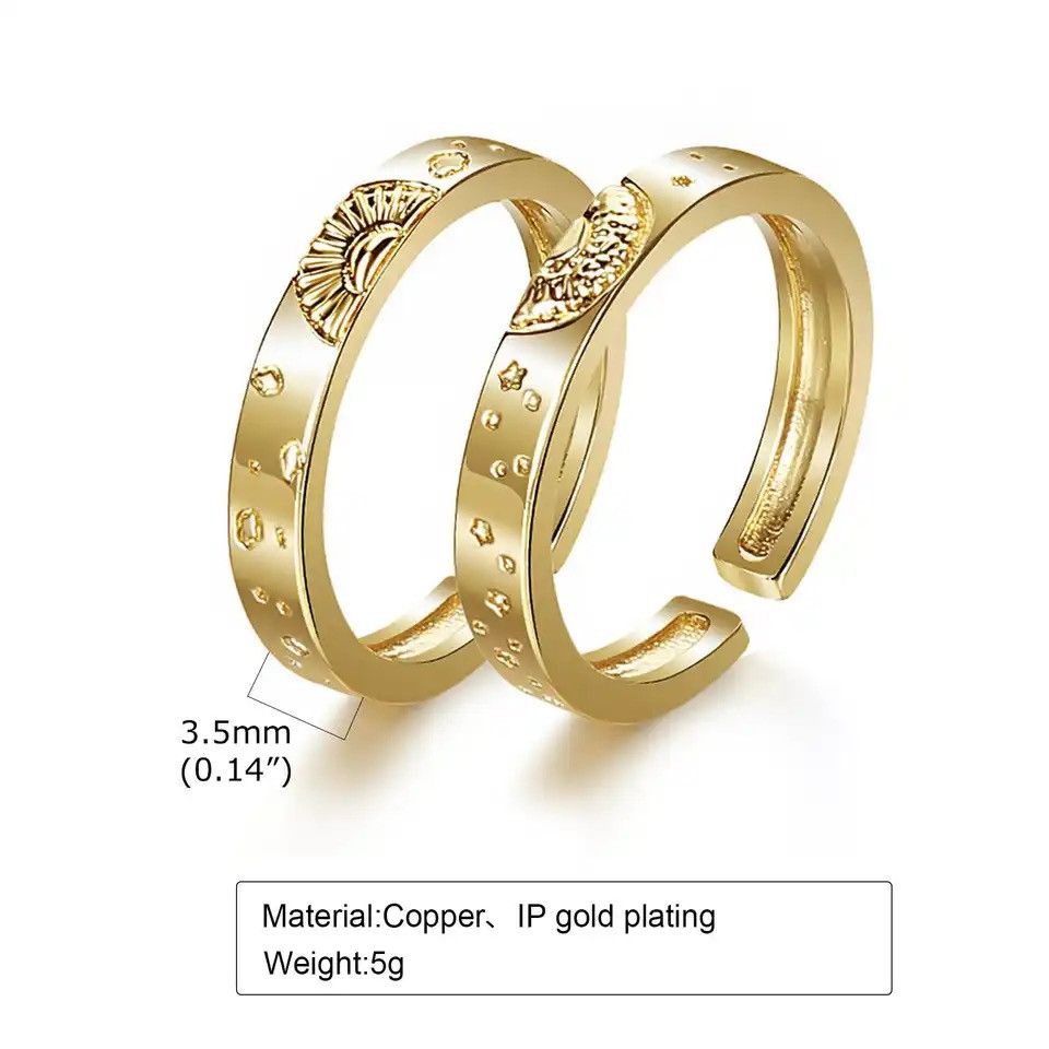 Other Sun and Moon Stars Couple Rings Size ONE SIZE - 2 Thumbnail