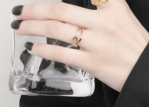 Other Gold Color Irregular Hollow Double Line Adjustable Ring Size ONE SIZE - 2 Thumbnail