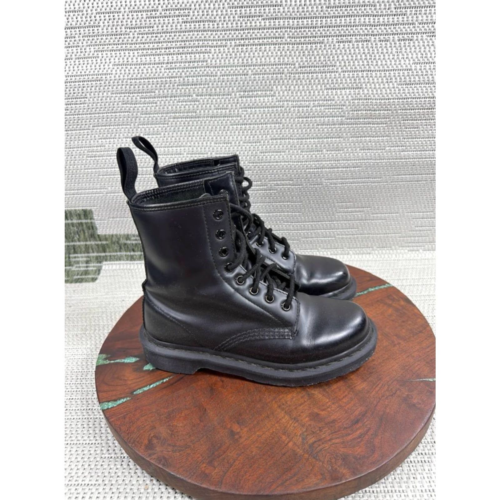 Dr. Martens Dr Martens 1460 Mono Boots Womens Size 5 US Black Leather Work Soft Toe Ankle Combat Boot Size US 5 / IT 35 - 2 Thumbnail