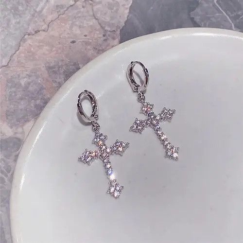 Other Zircon Crystal Cross earrings （1pairs） Size ONE SIZE - 2 Thumbnail