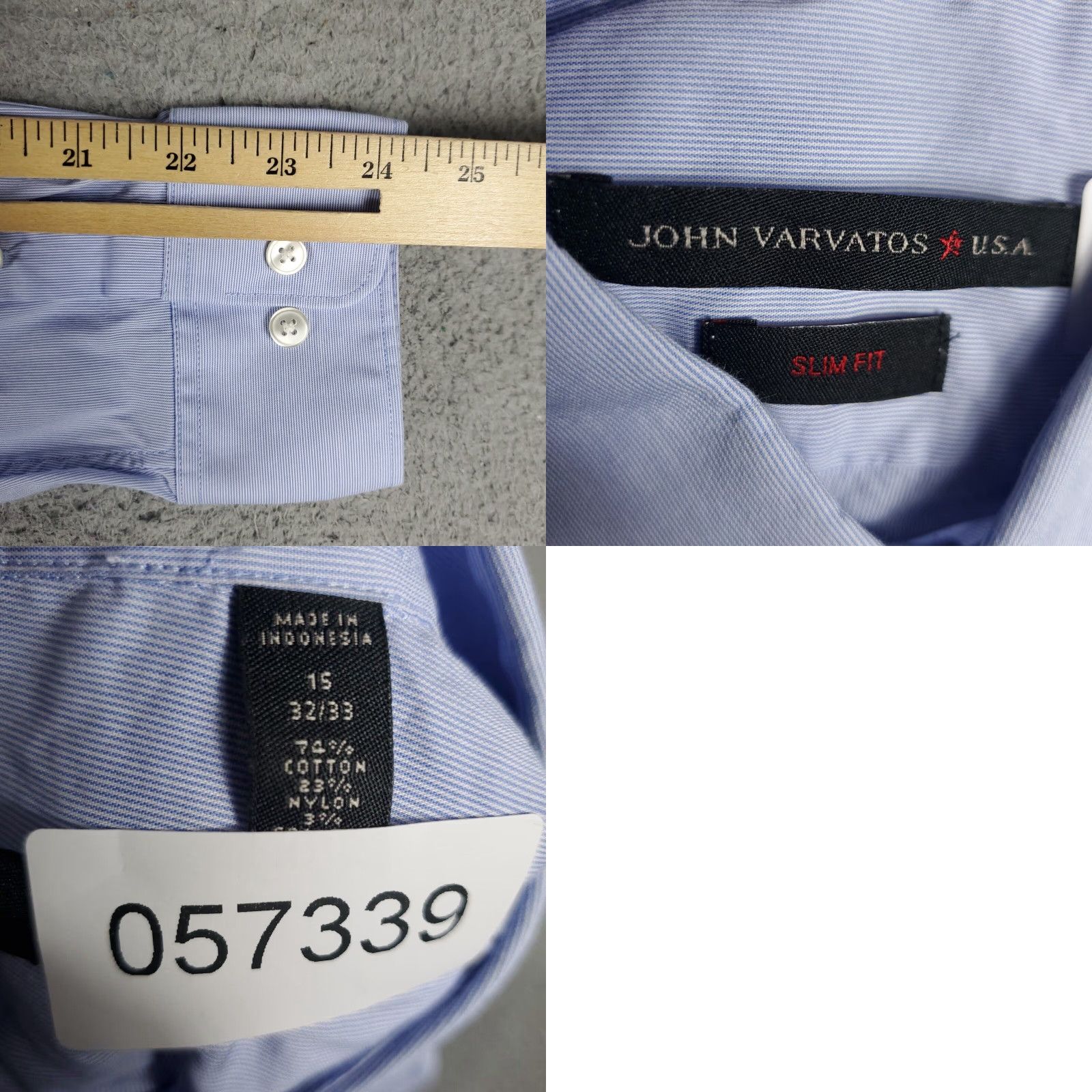 John Varvatos VINTAGE John Varvatos Dress Shirt Men Size 15 Blue Cotton Classic Modern Business Casual Formal Size 40R - 8 Thumbnail