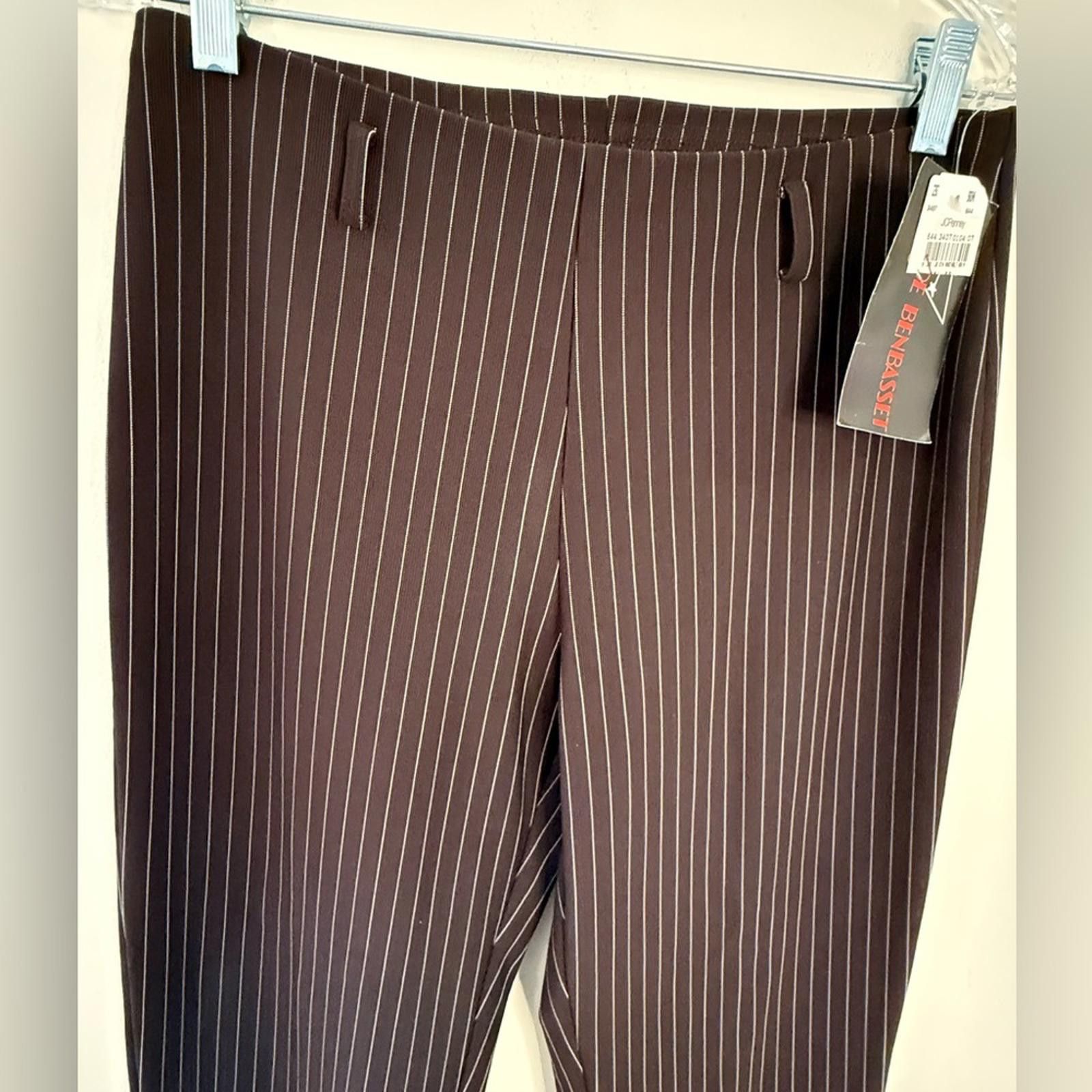 Other Joe Benbasset brown white pin striped pull on pants SZ M Size 32" / US 10 / IT 46 - 3 Thumbnail